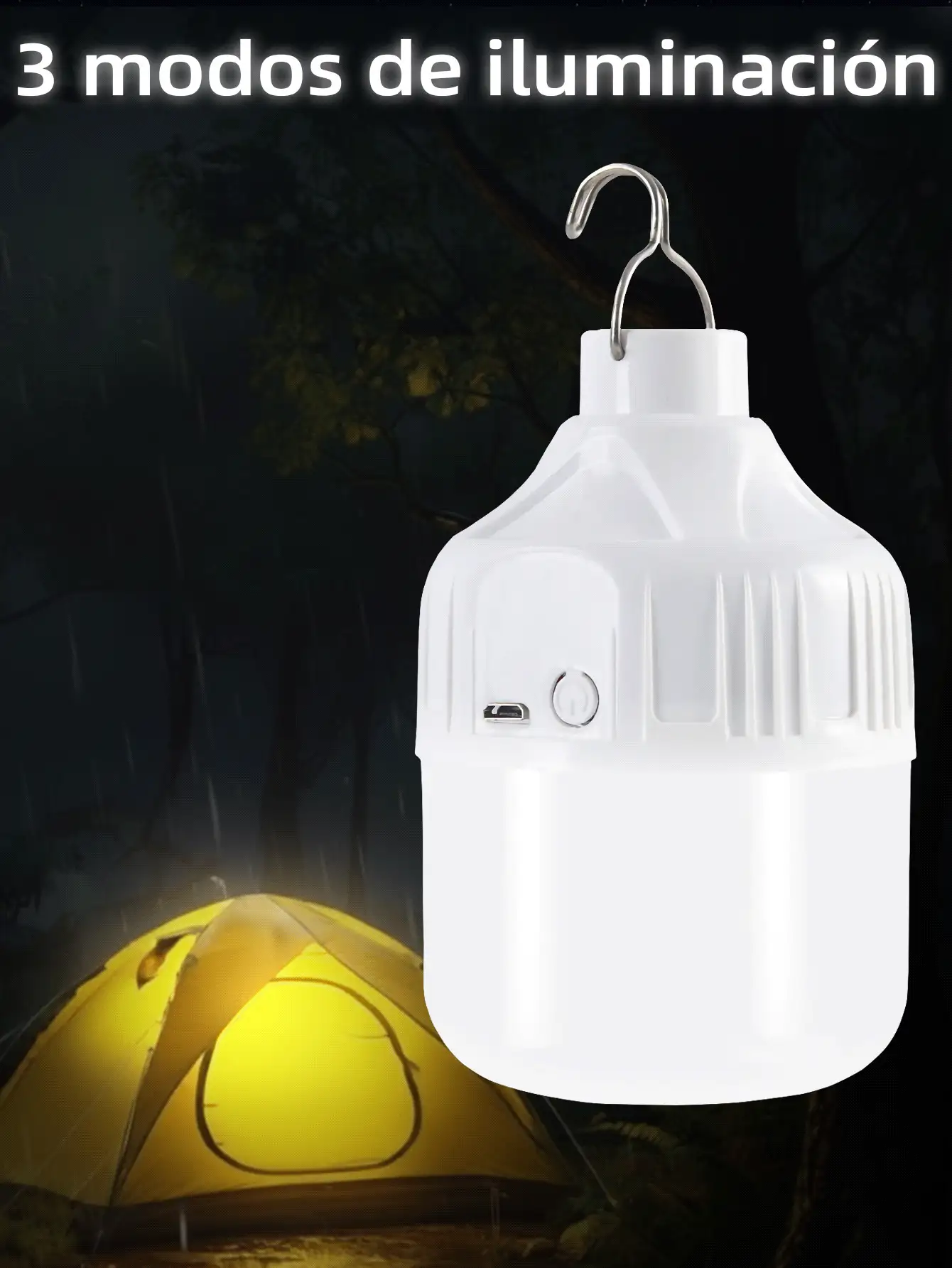 4pcs/2pcs/1pc Multi-Function LED Bulb Camping Light, Super Bright USB Rechargeable Tent Lamp, Suitable For Camping Gear, Emergency Use And Yard Decoration - Cold White - View 3