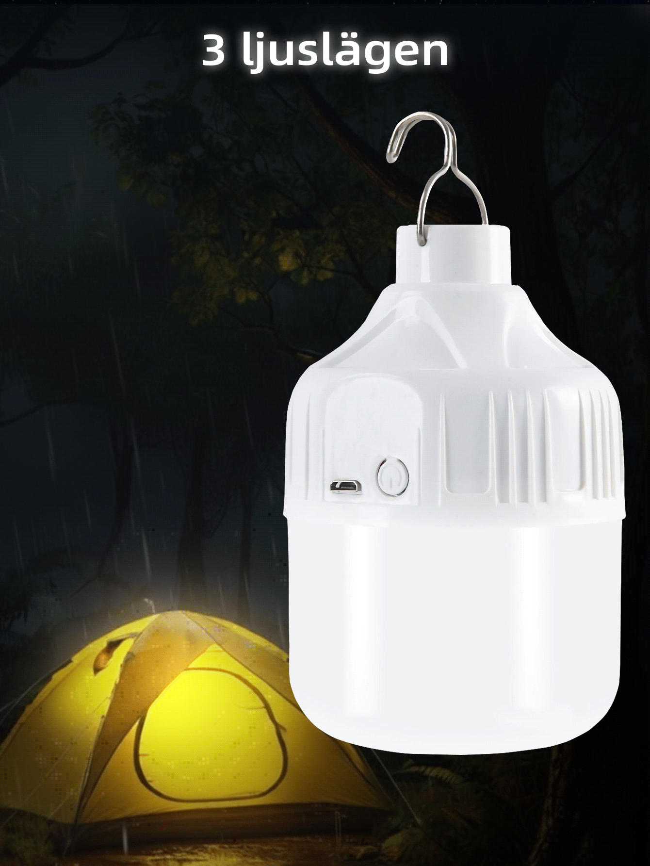 4Pcs/2Pcs/1PC Camping Light Multi-Function LED Bulb Super Bright USB Rechargeable Tent Lantern For Camping Gear, Emergency Use, & Patio Decor - Cold White - View 2