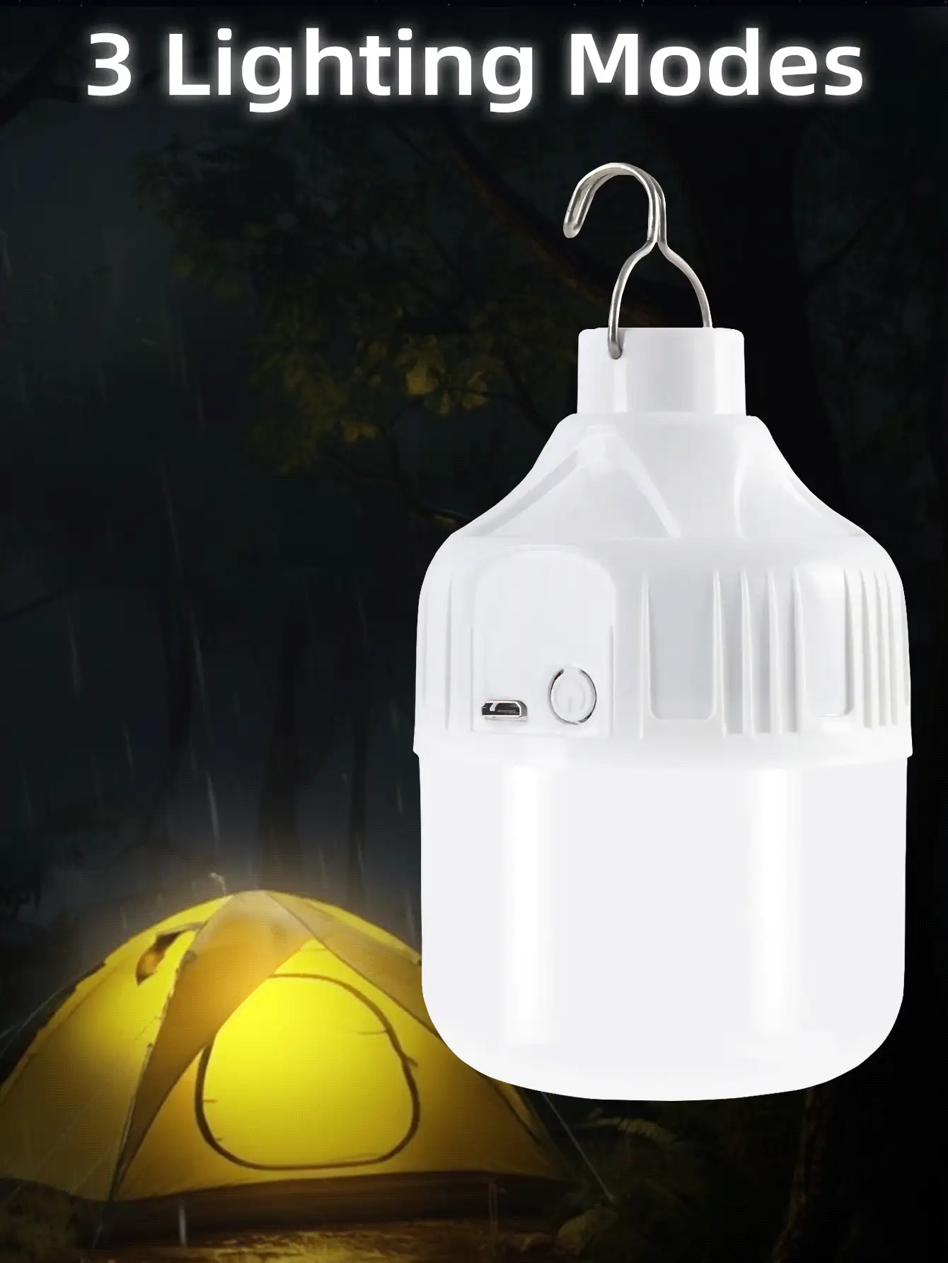 4pcs/2pcs/1pc Multi-Function LED Bulb Camping Light, Super Bright USB Rechargeable Tent Lamp, Suitable For Camping Gear, Emergency Use And Yard Decoration - Cold White - View 3