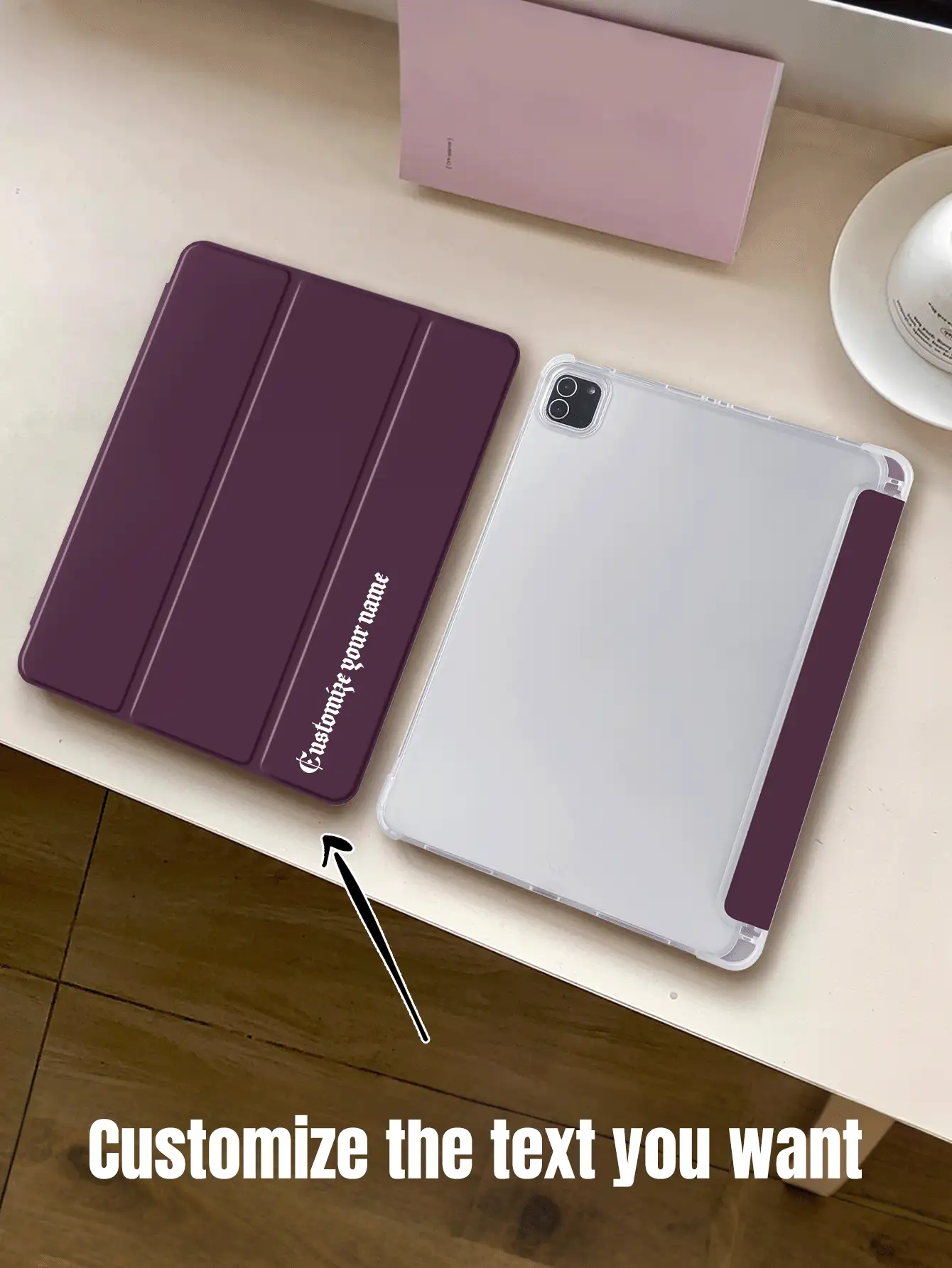 定制文字平板保护套,梅子色,纯色,兼容 iPad Mini 4/Mini 5/Mini 6/Mini 7,兼容 iPad A16 2025,Air 11/13 M2 M3,Pro 11/13 M4 2024,Air 4/5/10 代 10.9,Pro 11/9/8/7 代 10.2,4/5/6 代 A8,可定制文字,三折支架,内置笔槽,软边全包覆,简约休闲经典 TPU 软壳,适用于 iPad 翻盖平板保护套。注:最终字体样式以实物为准,可能存在轻微色差。 - 梅子色 - 查看 4