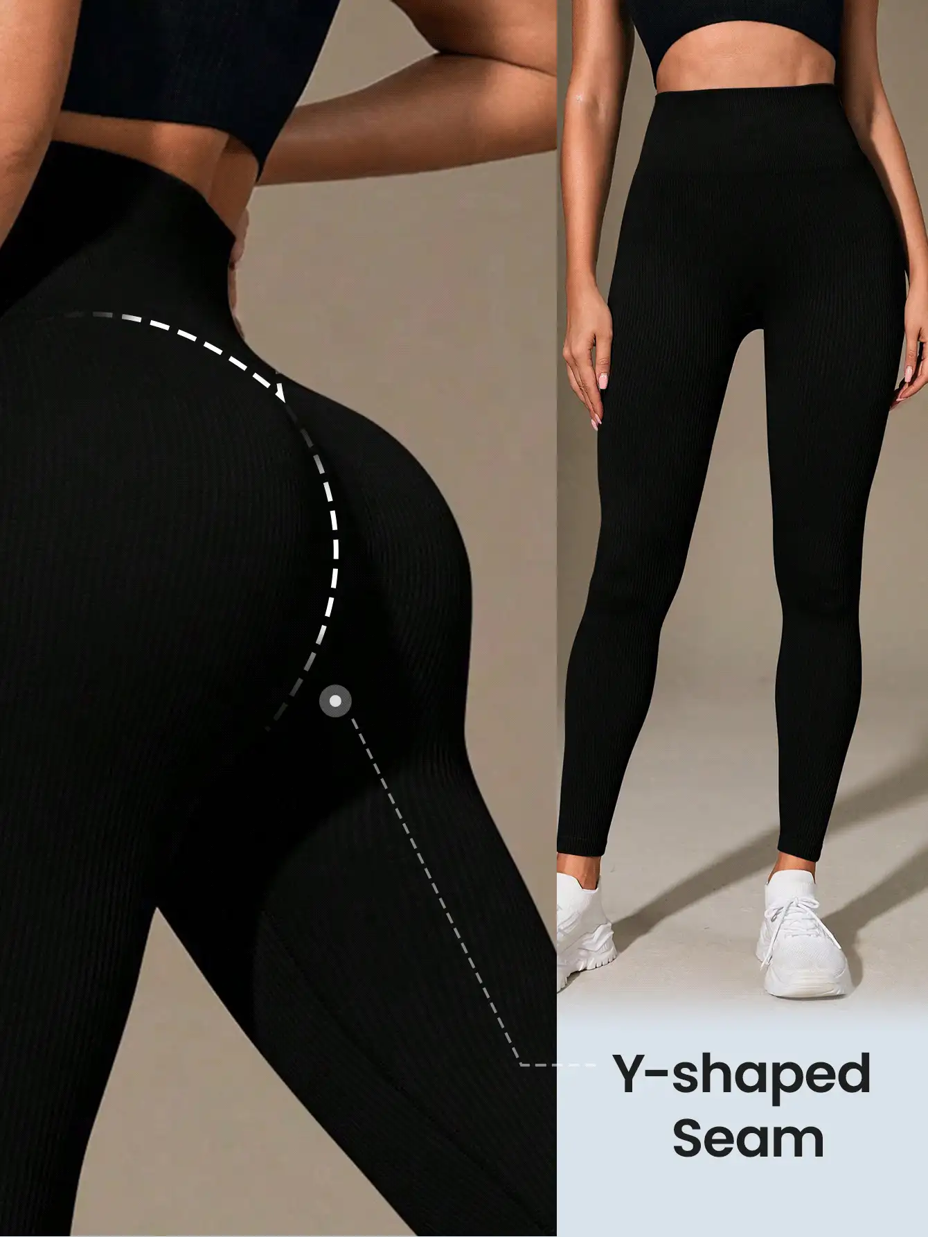 High Waisted Ribbed Seamless Slim Fit Women's Tight Pants - Yun Rou Two-Layer Skin Soft, Fast Drying, Breathable Four-Way Stretch, Running, Cycling, Yoga, Pickleball Sports Casual Pants, Black - màu đen - Xem 3
