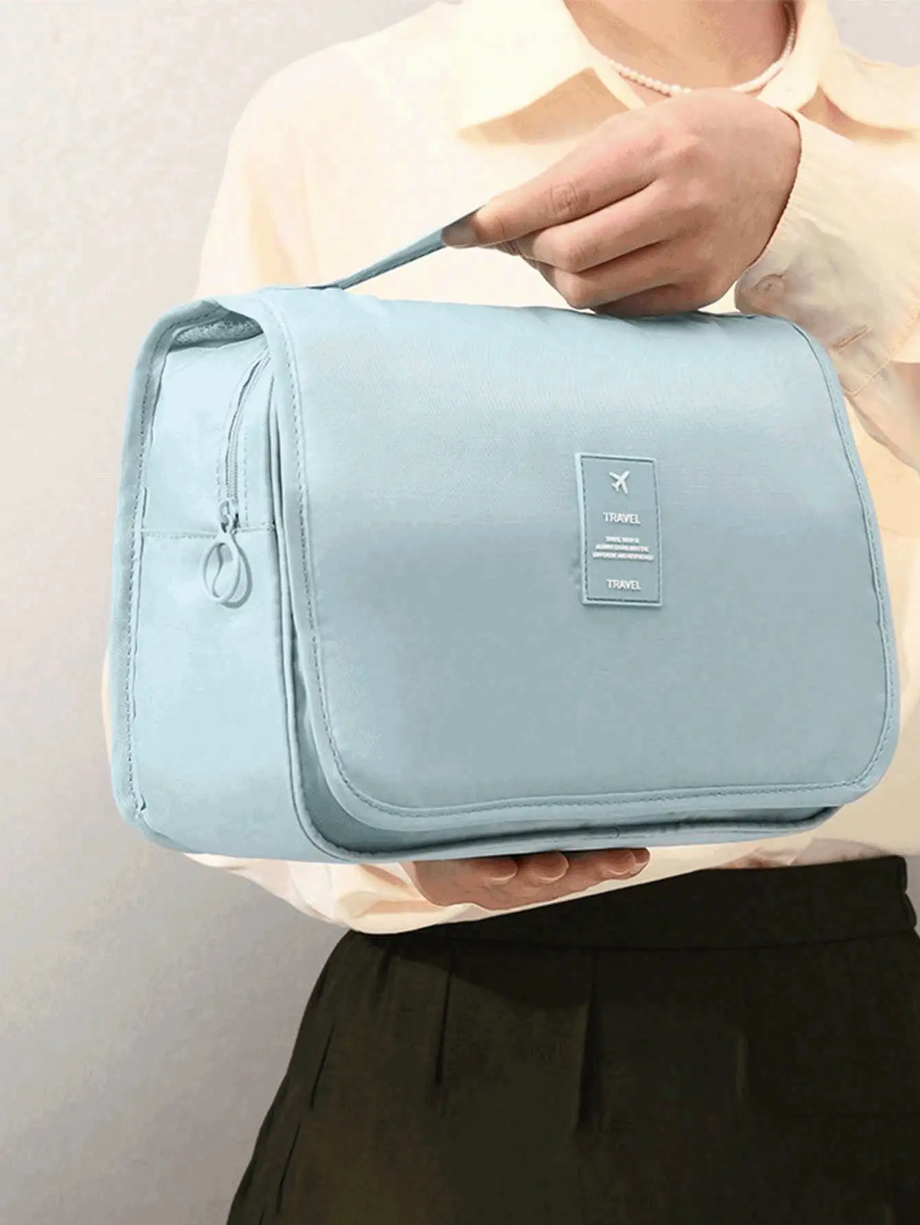 悬挂式旅行洗漱包，防水化妆品收纳包，便携式浴室配件化妆包，化妆品收纳盒，化妆品架，化妆箱，化妆品整理盒，化妆包，化妆品收纳盒，旅行必备，指甲油收纳盒，双隔层手持化妆包 - 彩色 - 查看 3