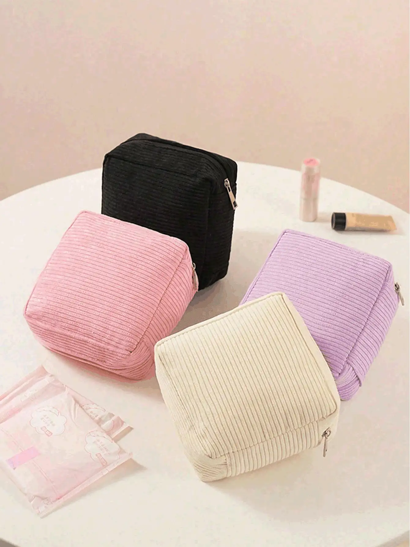 Large Capacity Sanitary Pad Storage Bag, Portable Multipurpose Waterproof Storage Bag For Sanitary Pads, Tampons, Cosmetics, Coins, Essentials, Back To School, Mother's Gift, Cosmetic Bag, Gift Bag For Women - Multicolor - View 3