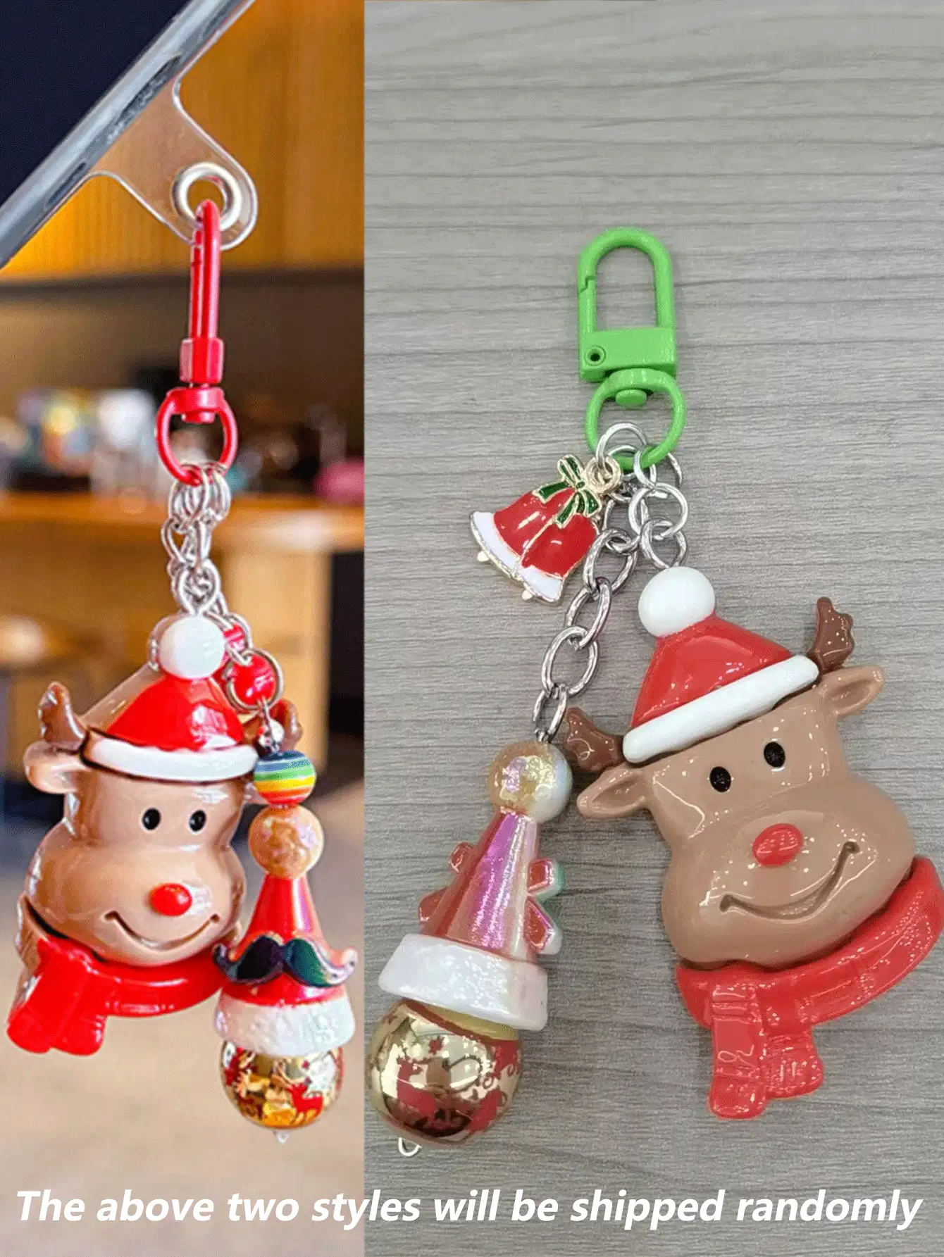 1 Creative DIY Santa Claus/Snowman/Reindeer Beaded Mobile Phone Chain Pendant, Couple Car Keychain, Bag Hanging Accessory, Christmas Gift - Multicolor - View 12