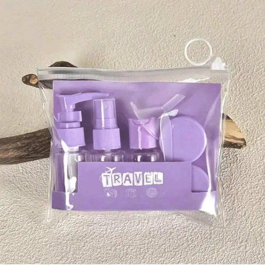 1件/7件旅行装旅行瓶套装，可重复灌装，包含洗漱包、空液体容器、防漏液体分装瓶、旅行化妆包、面霜罐，旅行必备，飞机旅行配件，旅行瓶套装，防漏便携式洗漱容器套装，透明PP材质航空尺寸化妆品容器，适用于乳液、洗发水、面霜、香皂等，带收纳袋，旅行必备瓶套装，带按压式乳液瓶