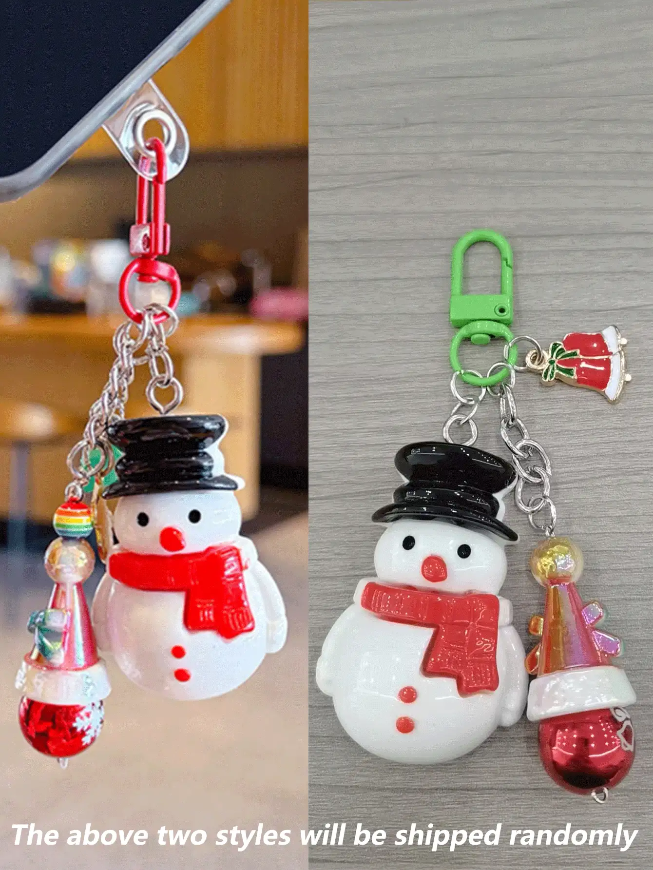 1 Creative DIY Santa Claus/Snowman/Reindeer Beaded Mobile Phone Chain Pendant, Couple Car Keychain, Bag Hanging Accessory, Christmas Gift - Multicolor - View 10
