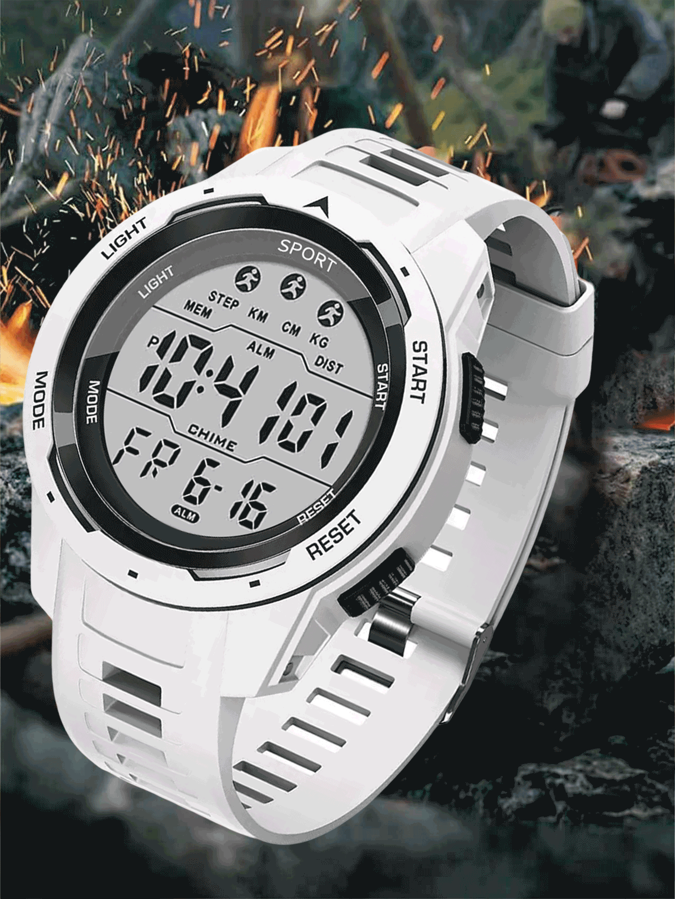 男士户外运动手表，大表盘，LED背光，数字显示，计时功能，日期显示，适合学生、教师、圣诞节、日常佩戴，电子手表，理想礼物 - 彩色 - 查看 2