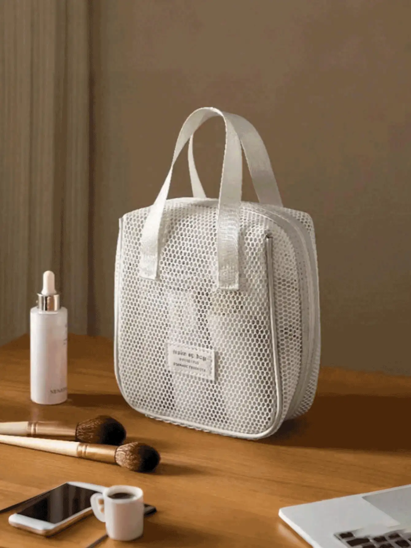 便携式透明网袋，沙滩包，旅行洗漱包，收纳袋，泳衣包，游泳沙滩旅行洗漱包，化妆包，化妆品收纳包，手提包，度假包，夏季度假必备，旅行必备，旅行配件，返校季，圣诞礼物，女士礼物，旅行必备，抽绳游泳洗漱包，旅行收纳桶袋 - 彩色 - 查看 4