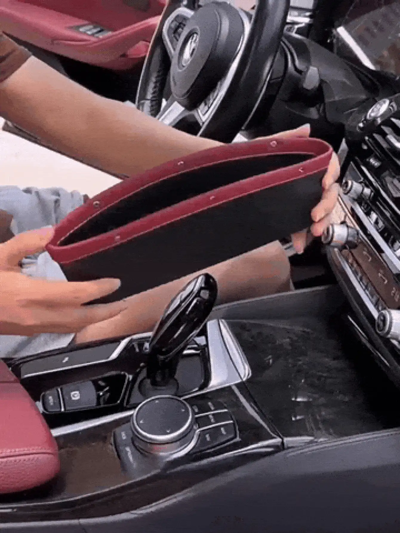 汽车座椅缝隙填充收纳袋，多功能储物袋，可放置手机、太阳镜、钥匙等物品，实用汽车内饰配件，适用于所有车型，汽车必备品 - 彩色 - 查看 3