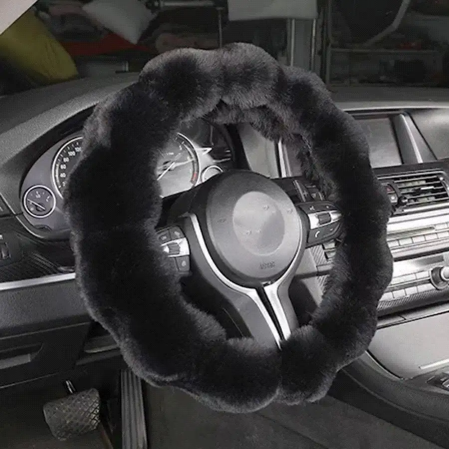 Soft Fluffy Bubble Steering Wheel Cover Warm Comfortable No Inner Ring Car Steering Wheel Protector Winter Driving Essential Accessories 1pcs - 杏色 - 查看 2