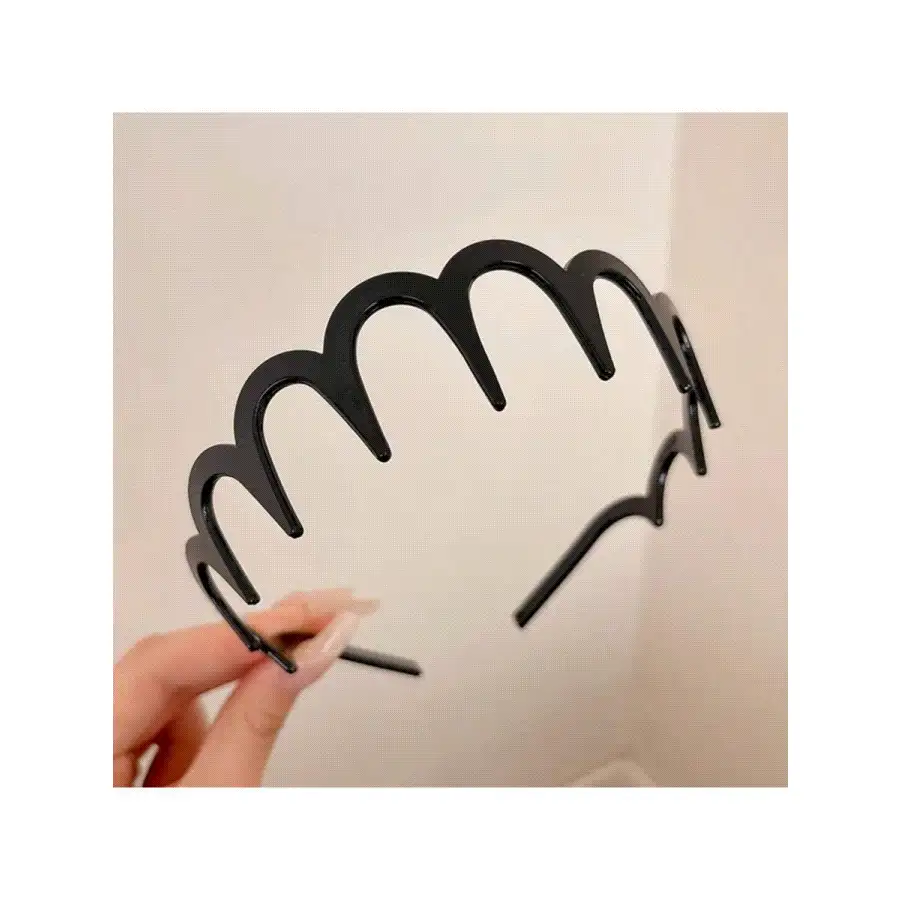 2Pcs Plastic Wavy Hair Band With Teeth, Headbands For Women And Men, Classic 90s Hair Accessories, Halloween(1 Black Color+1 Brown) - Multicolor - View 2