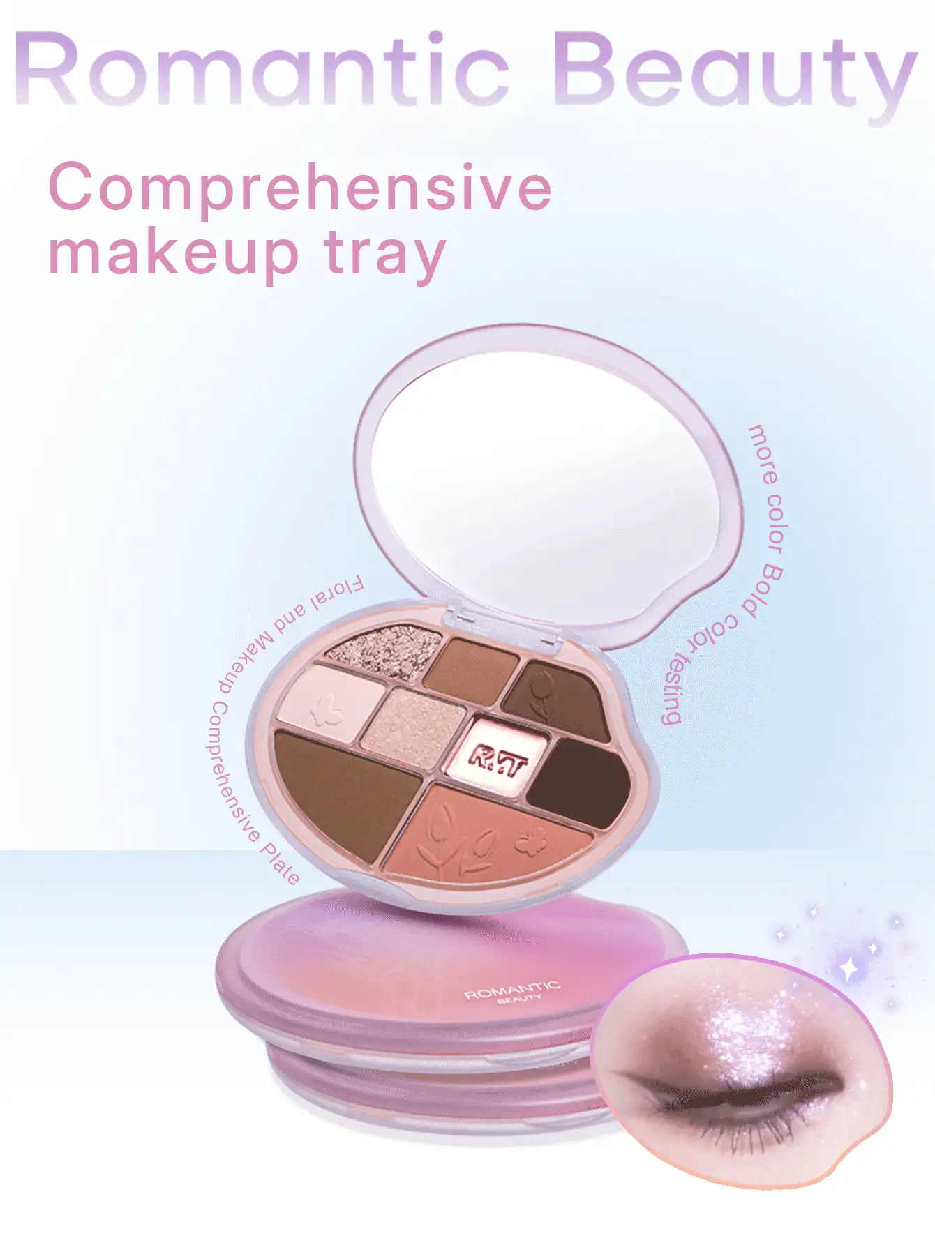 浪漫之美 RMT：花之光谱系列，眼影腮红组合，珠光眼影，修容，多色系列，面部及眼部彩妆，女士必备，母亲节礼物，情人节礼物