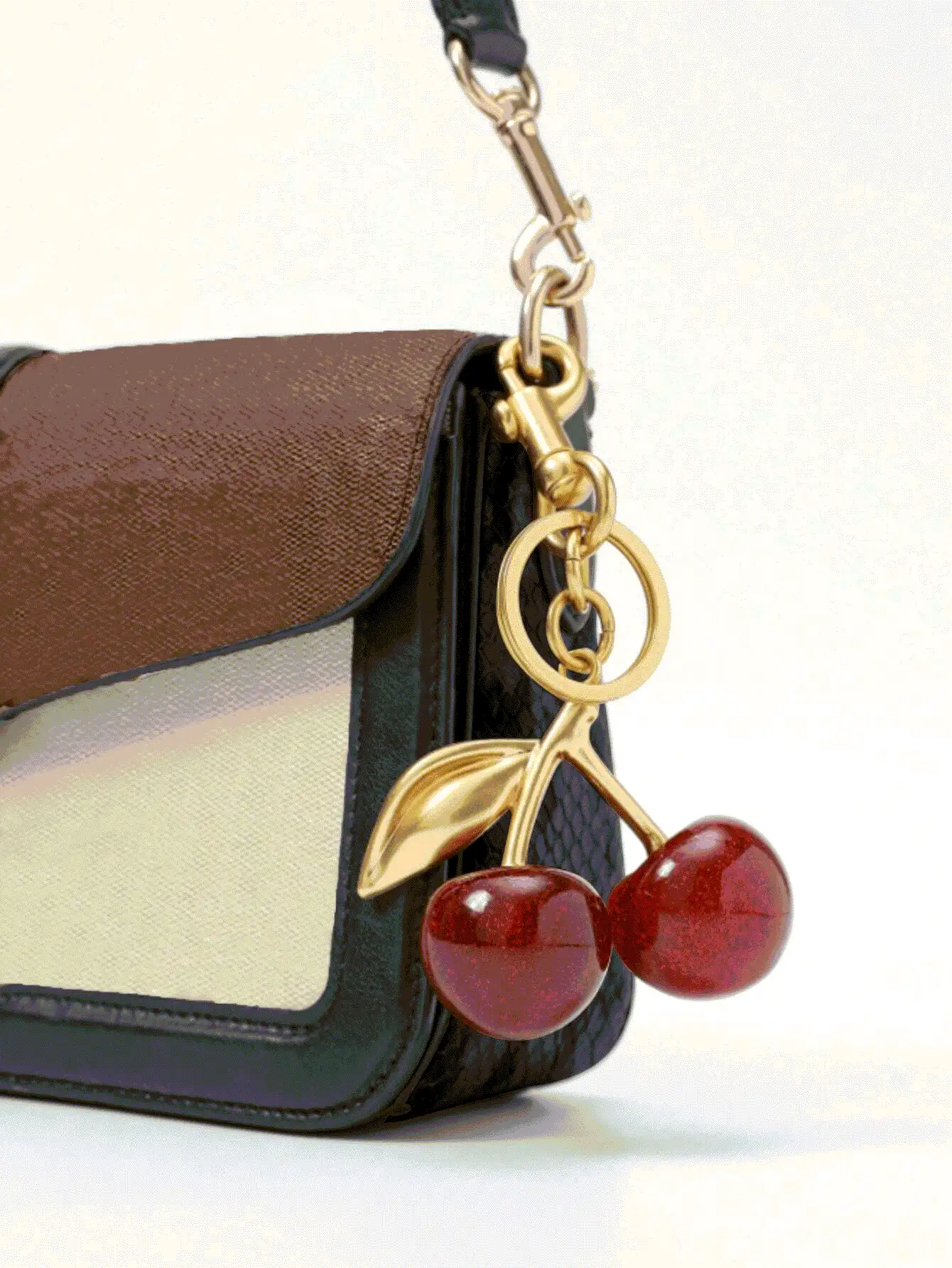 Burgundy Cherry Bag Charm Purse Charms Keychain-,Cherry Apple Pear Strawberry Charm Car Cherry Accessories Keychain Gifts For Women Christmas Gifts For Women Valentine Bag Gifts For Women - Multicolor - View 3