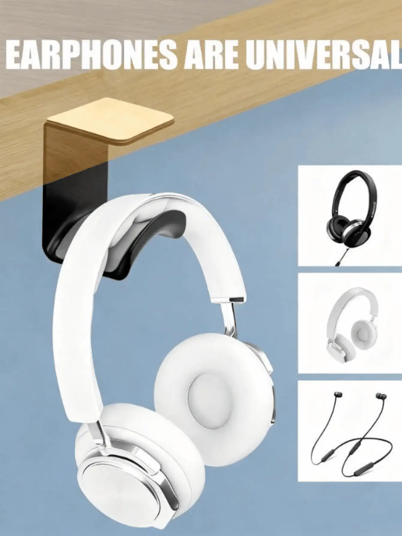 Giá đỡ tai nghe đa năng, giá treo tai nghe bằng nhựa dán tường, móc treo tai nghe chơi game, phụ kiện treo đa dụng, thích hợp cho ký túc xá, phòng ngủ và văn phòng. - Nhiều màu - Xem 3