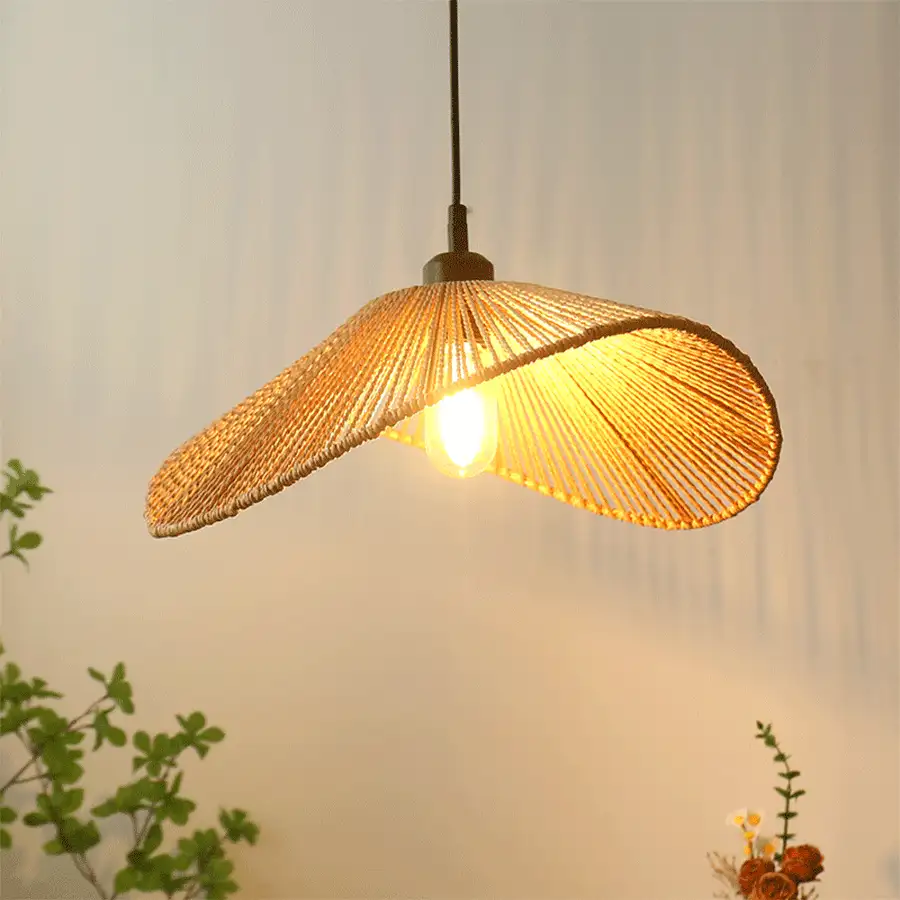 2 Pieces Set Of Handmade Woven Natural Paper And Metal Lampshades - Rustic Farmhouse Style Large Round/Oval Iron Frame, E27 Screw Base, Easy To Install, Suitable For Living Room, Bedroom, Cafe, Dining Area - Modern Bohemian Home Decor Lighting, Pendant Lamps, Living Room Lampshade, Vintage Lampshade, Ceiling Light Fixture