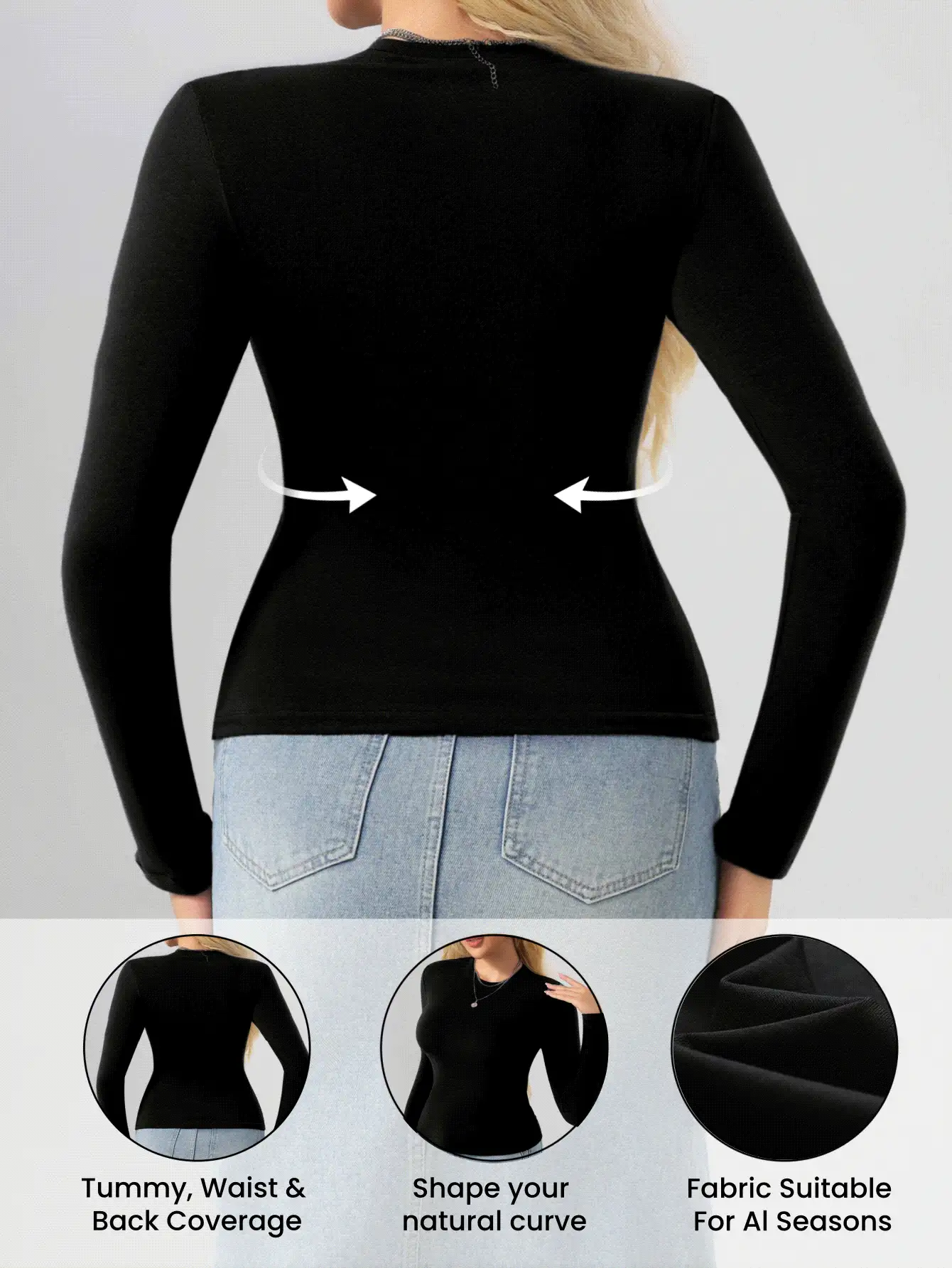 1 件女士加大码纯色时尚圆领长袖，适合休闲、运动、打底、加大码 T 恤，秋冬