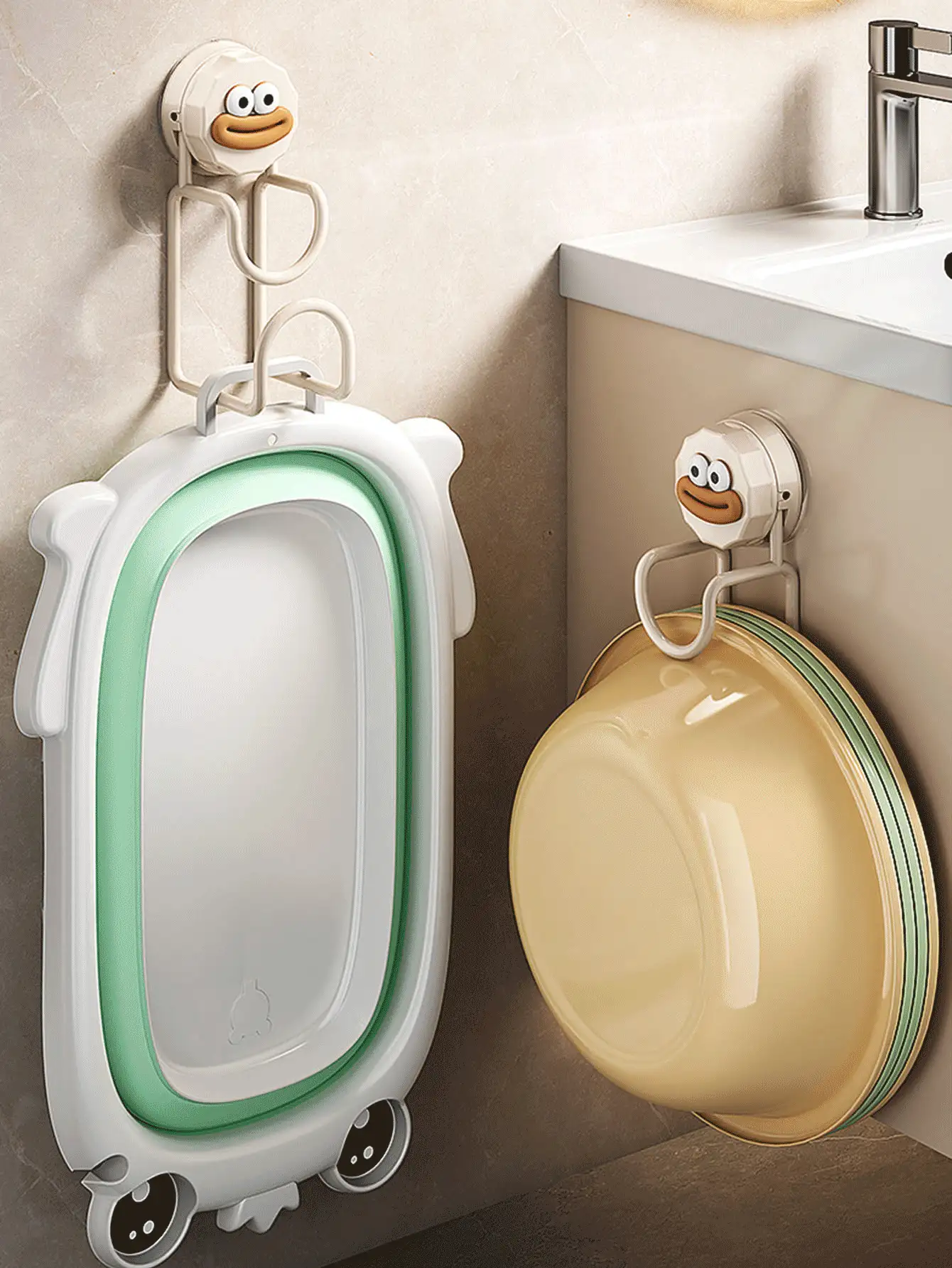 Gancho de Ventosa para Bacia Multiuso, Prateleira de Armazenamento para Banheiro para Uso Doméstico, Montagem na Parede Sem Furos, Organizador de Bacia com Ventosa Poderosa, Capacidade de Carga Pesada, À Prova d'Água e Resistente à Umidade