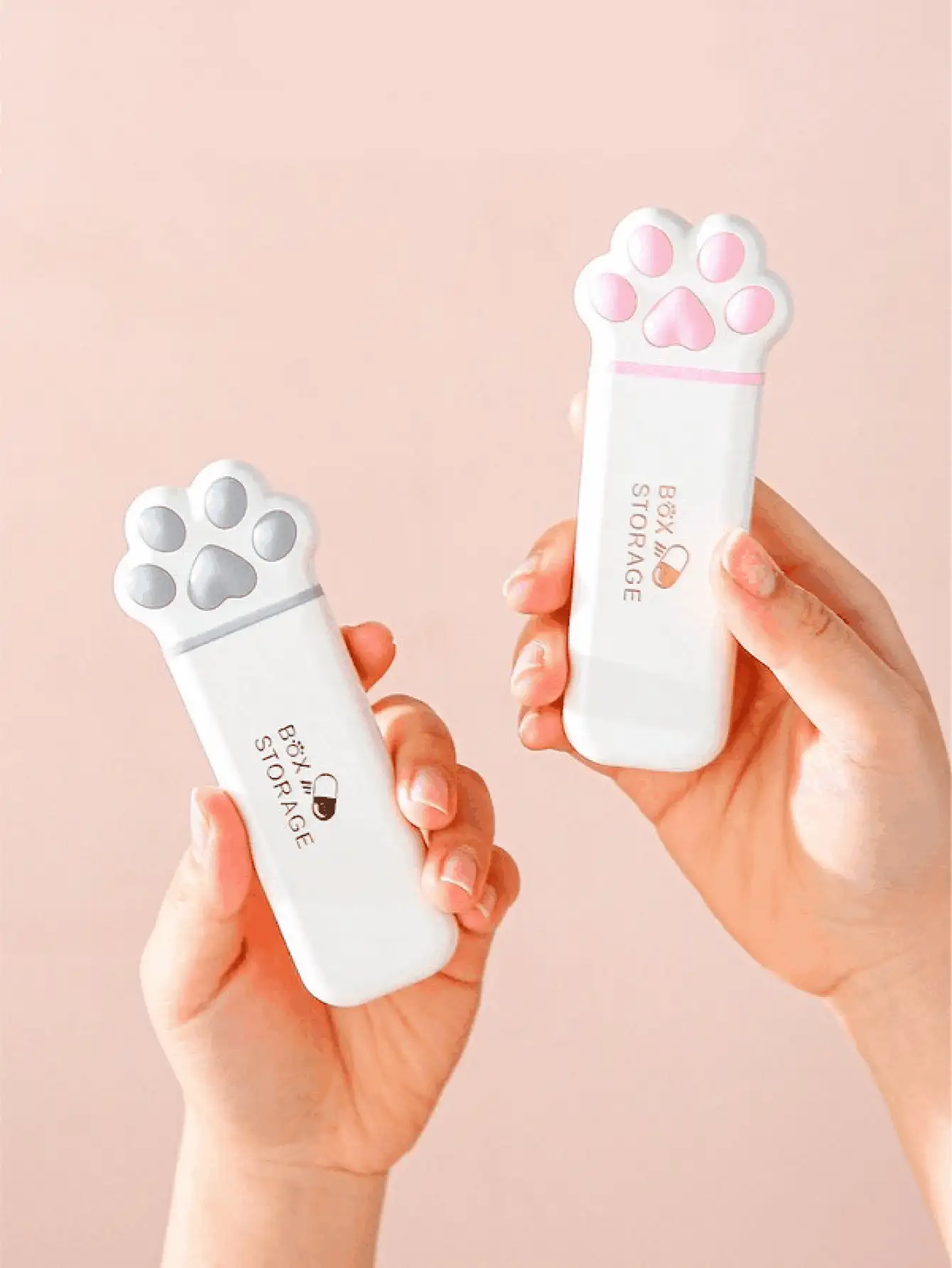 Creative Mini Cat Paw Pill Box - Portable Daily Medication Storage Box, 3-Compartment Design, Suitable For Travel, Home Organization And Storage, Ideal For Daily Medication Management. This Portable Pill Box Can Be Placed Independently, Made Of Plastic Material, No Electricity Required, And Also A Cute Multi-Functional Jewelry Storage Box. - Multicolor - View 5