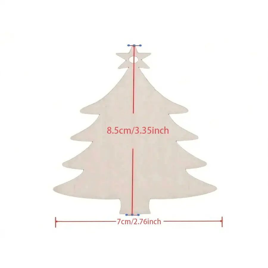 10/20件圣诞装饰木制圣诞树工艺挂牌家居装饰DIY彩绘木片，圣诞节 - 彩色 - 查看 6