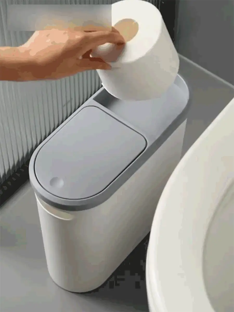 10L Multi-Purpose Trash Can, Creative Narrow Space Household Garbage Bin, Bathroom Pedal Trash Can With Lid, Simple Waste Bin, Large Capacity Garbage Can, Essential Home Goods For Autumn/Winter