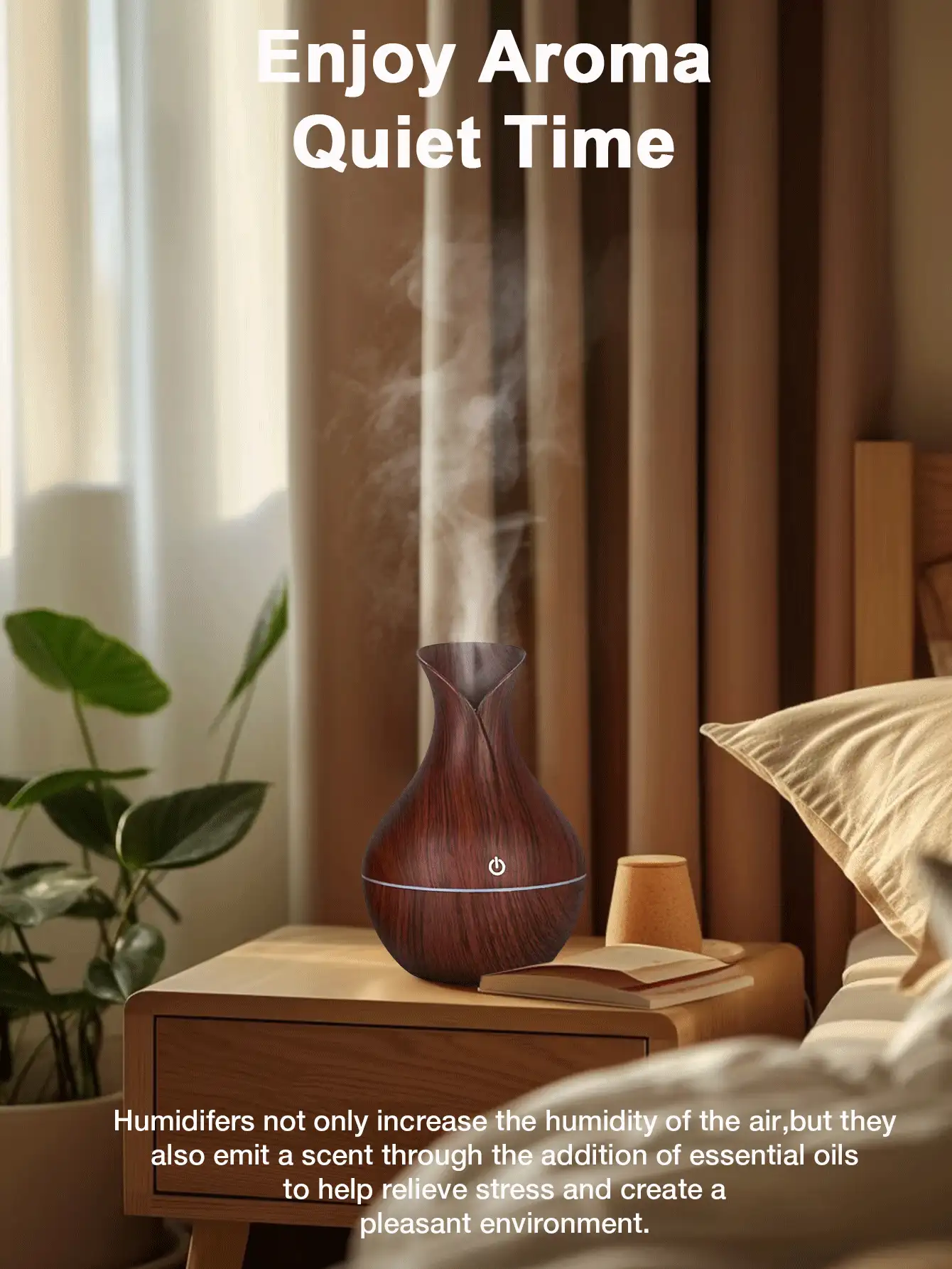 Humidificador de aromaterapia mini, difusor de niebla fría con luz nocturna LED, para uso en dormitorio, mesa, viaje y automóvil - Multicolor - Ver 5