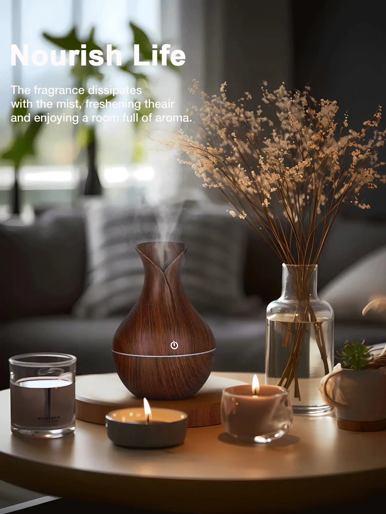 Humidificador de aromaterapia mini, difusor de niebla fría con luz nocturna LED, para uso en dormitorio, mesa, viaje y automóvil - Multicolor - Ver 2