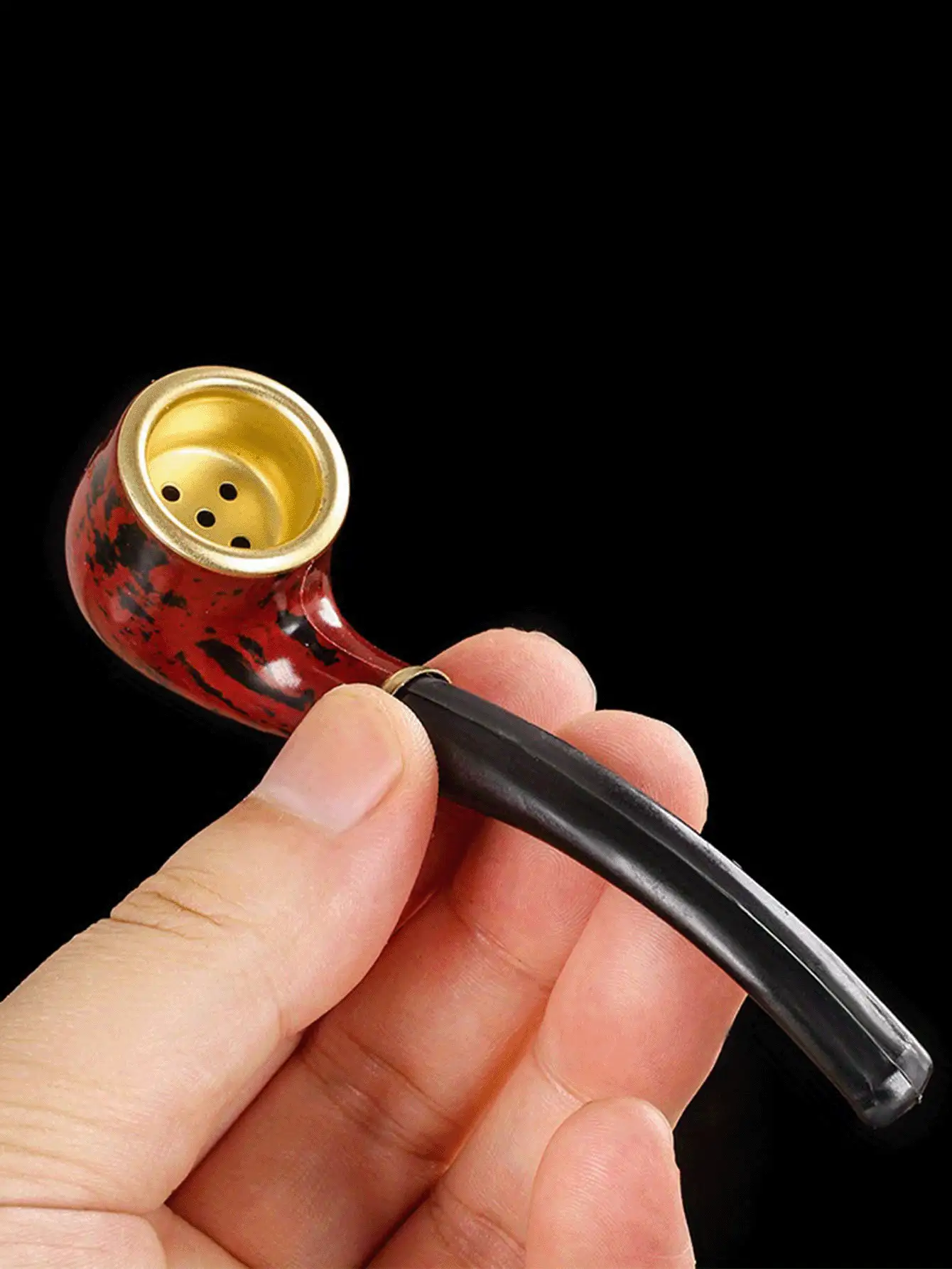 Pipa curva vintage, pipa de resina duradera, pipa de cobre mini portátil, pipa compacta, experiencia de fumar suave, fácil de limpiar y estructura resistente, adecuada para principiantes, viajes, uso en el hogar o al aire libre, accesorios para fumar, accesorios para puros - Multicolor - Ver 3