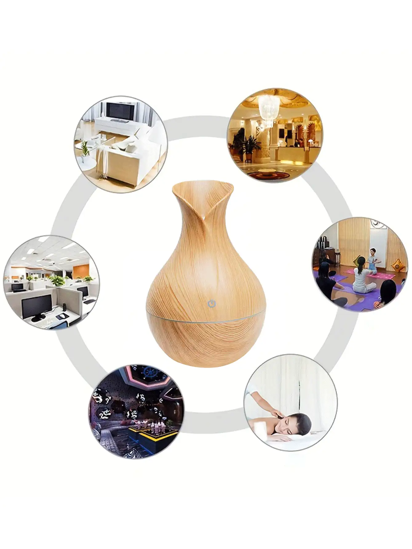 Humidificador de aromaterapia mini, difusor de niebla fría con luz nocturna LED, para uso en dormitorio, mesa, viaje y automóvil - Multicolor - Ver 7