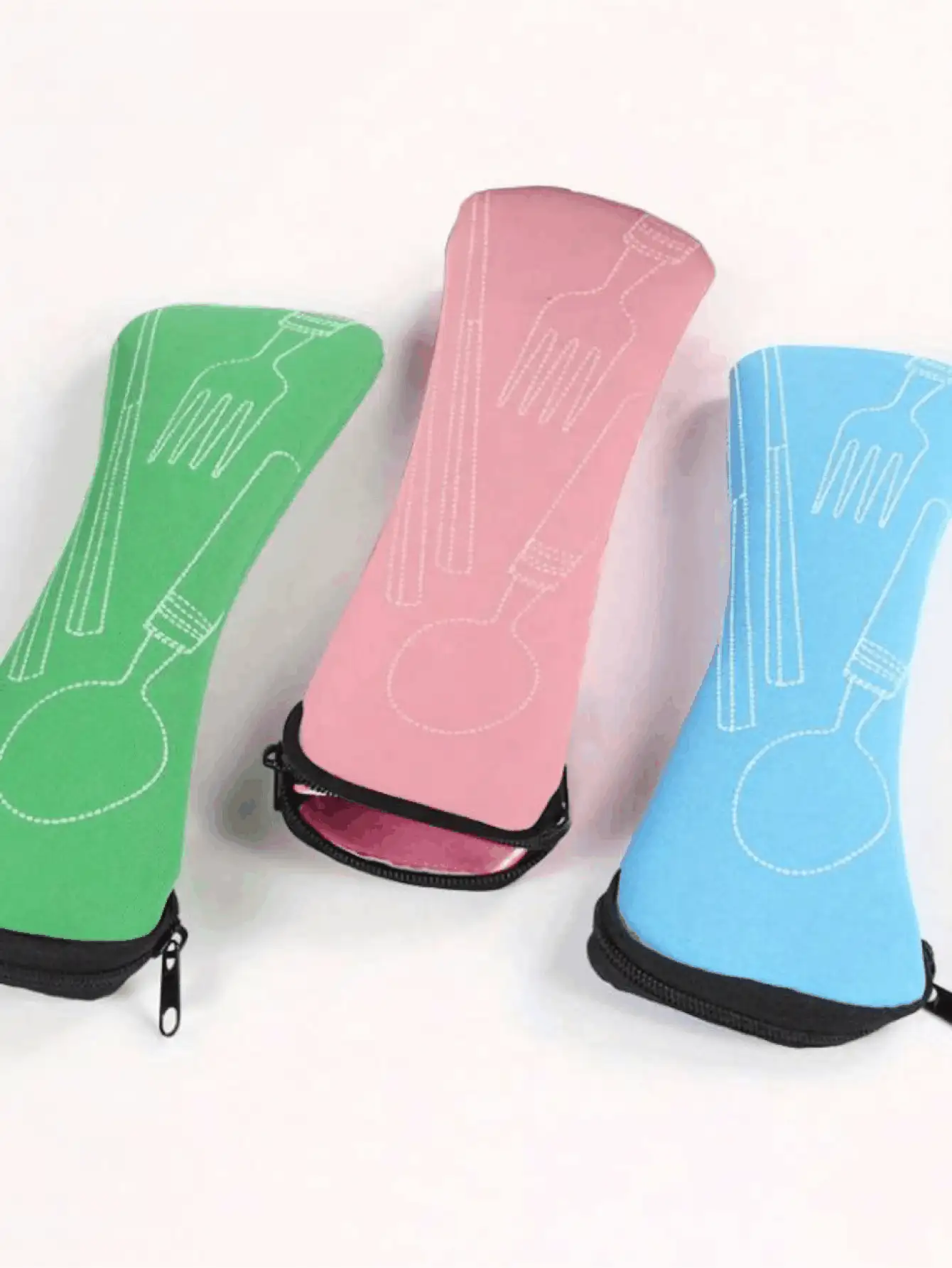 Portable Cutlery Organizer Bag Utensil Bags With Zipper Leak Proof Fabric Cutlery Pouches Reusable Flatware Storage Pocket For Forks Spoons Knives And Chopsticks For Men Women Perfect For Outdoor Travel Camping Picnic School Home Office Insulated Lunch Box Bag Camping Picnic Essentials Accessories - Multicolor - View 4