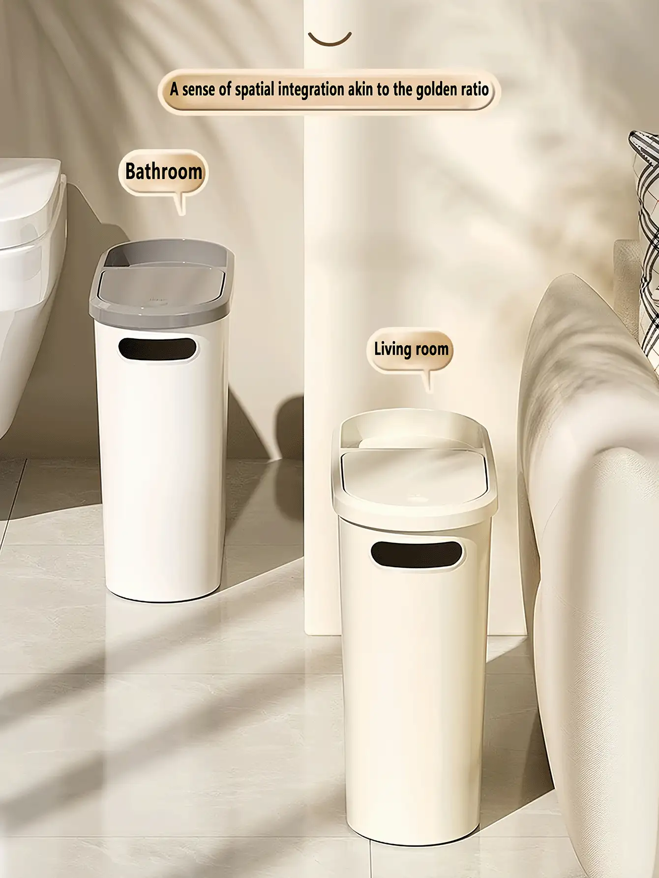 1个带盖浴室转角垃圾桶 - 方形密封防臭设计，创意窄空间垃圾桶，按压式开口，适用于卫生间、酒店、家庭、民宿、厨房、客厅，时尚垃圾桶，适合狭小空间，浴室垃圾桶，家居装饰，浴室装饰及配件，垃圾桶，卧室垃圾桶，浴室必备品，厨房必备品，圣诞装饰
