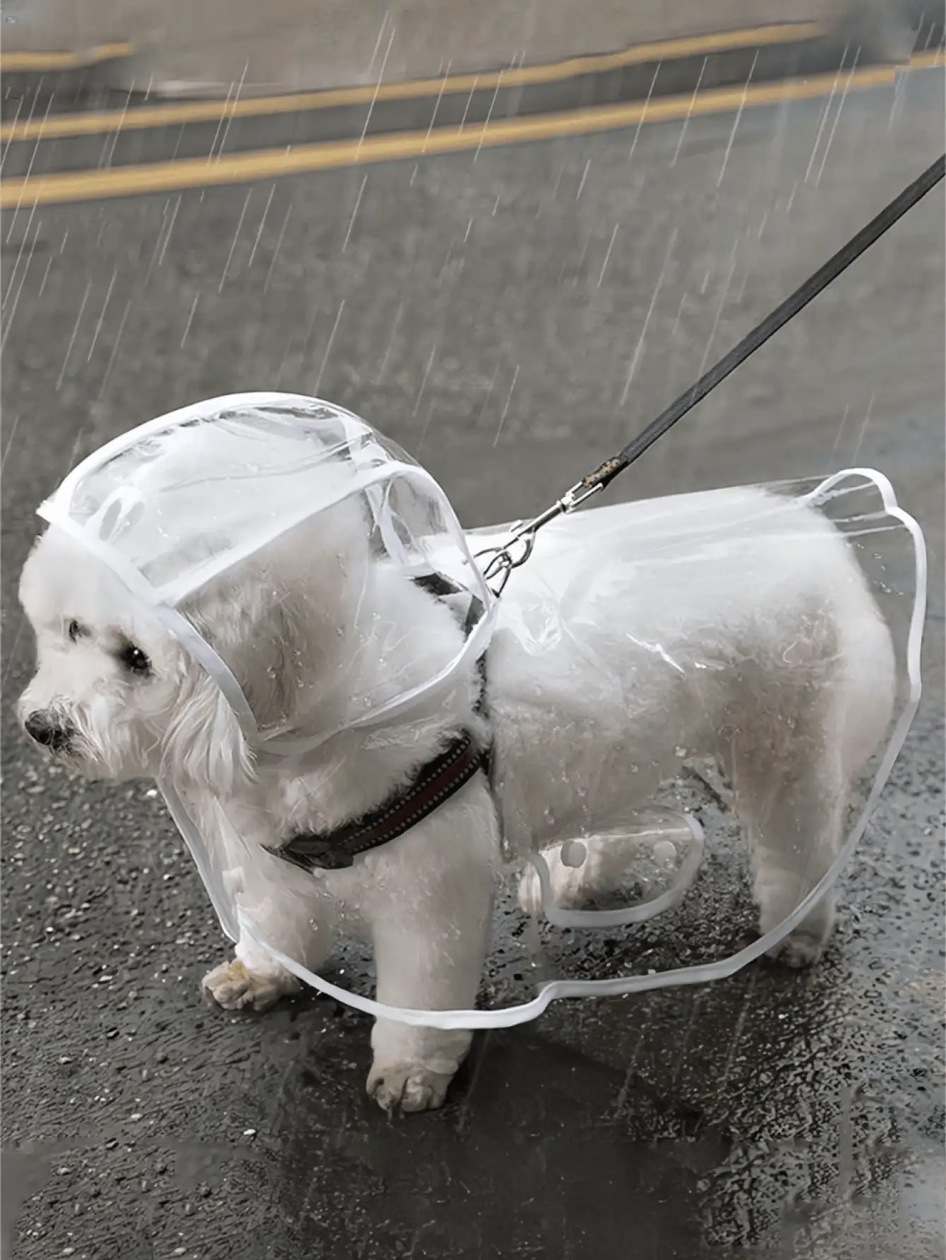 Impermeable de PU transparente para mascotas pequeñas en días lluviosos, ropa de lluvia minimalista y suave para perros, poncho de lluvia para perros, portátil, transpirable y ligero, con capucha ajustable y reflectante, regalo ideal para vacaciones, primavera, verano, otoño e invierno, esencial para exteriores