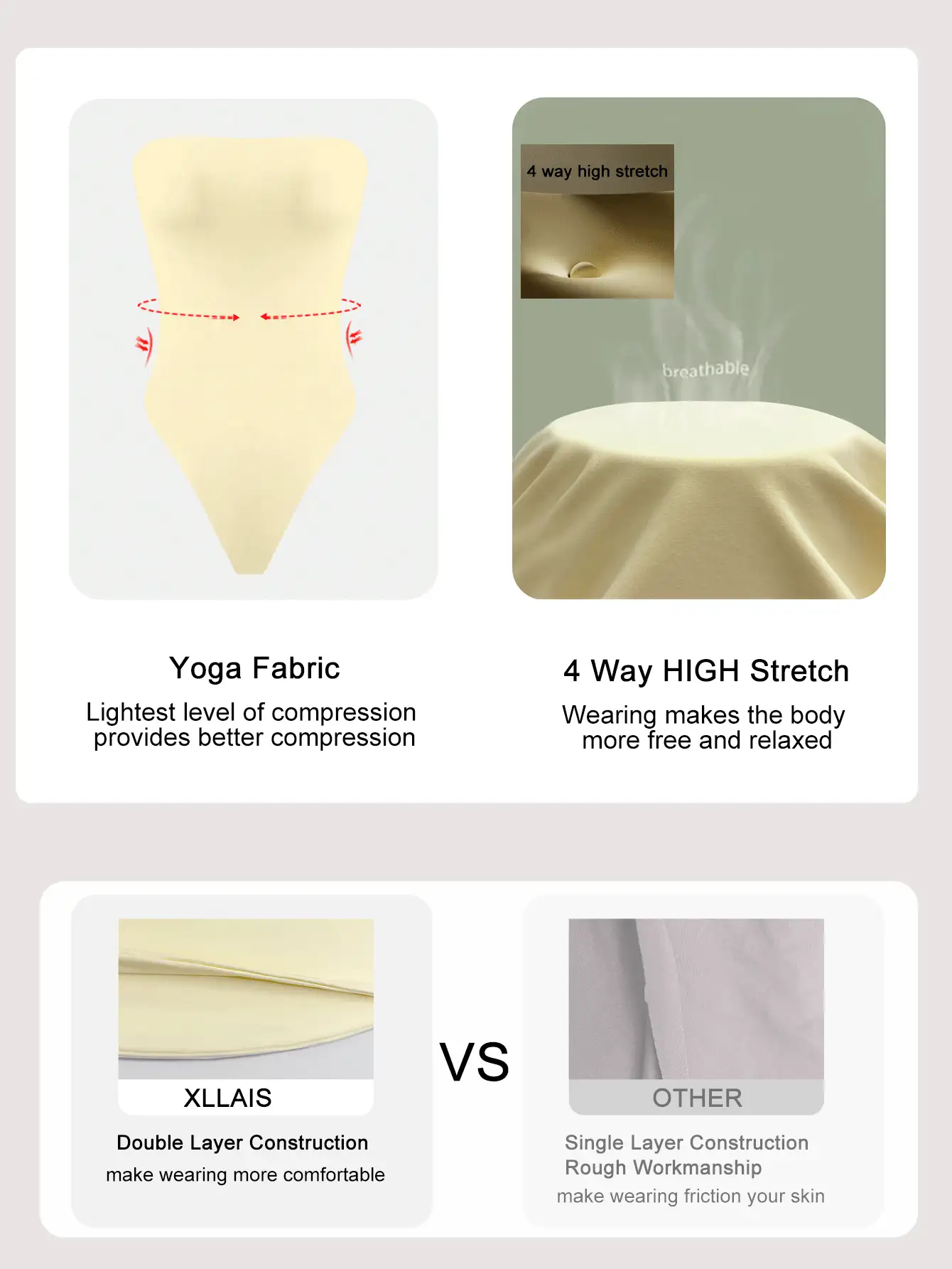 XLLAIS Women's Summer White High Elasticity Double-Layer Fabric Bandeau Bodysuit, Casual Daily Minimalist Vacation Style - Yellow - View 6