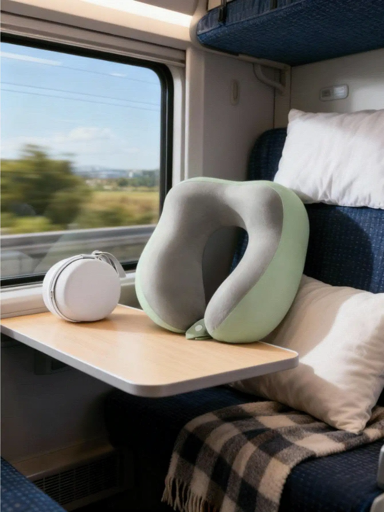 [2025 New] U-Shaped Memory Foam Neck Pillow With Storage Box, Portable Travel Nap Pillow, Slow Rebound Neck Pillow, Office Siesta Essential, Airplane Travel Cervical Pillow, Removable & Washable, With Storage Bag, Neck Support