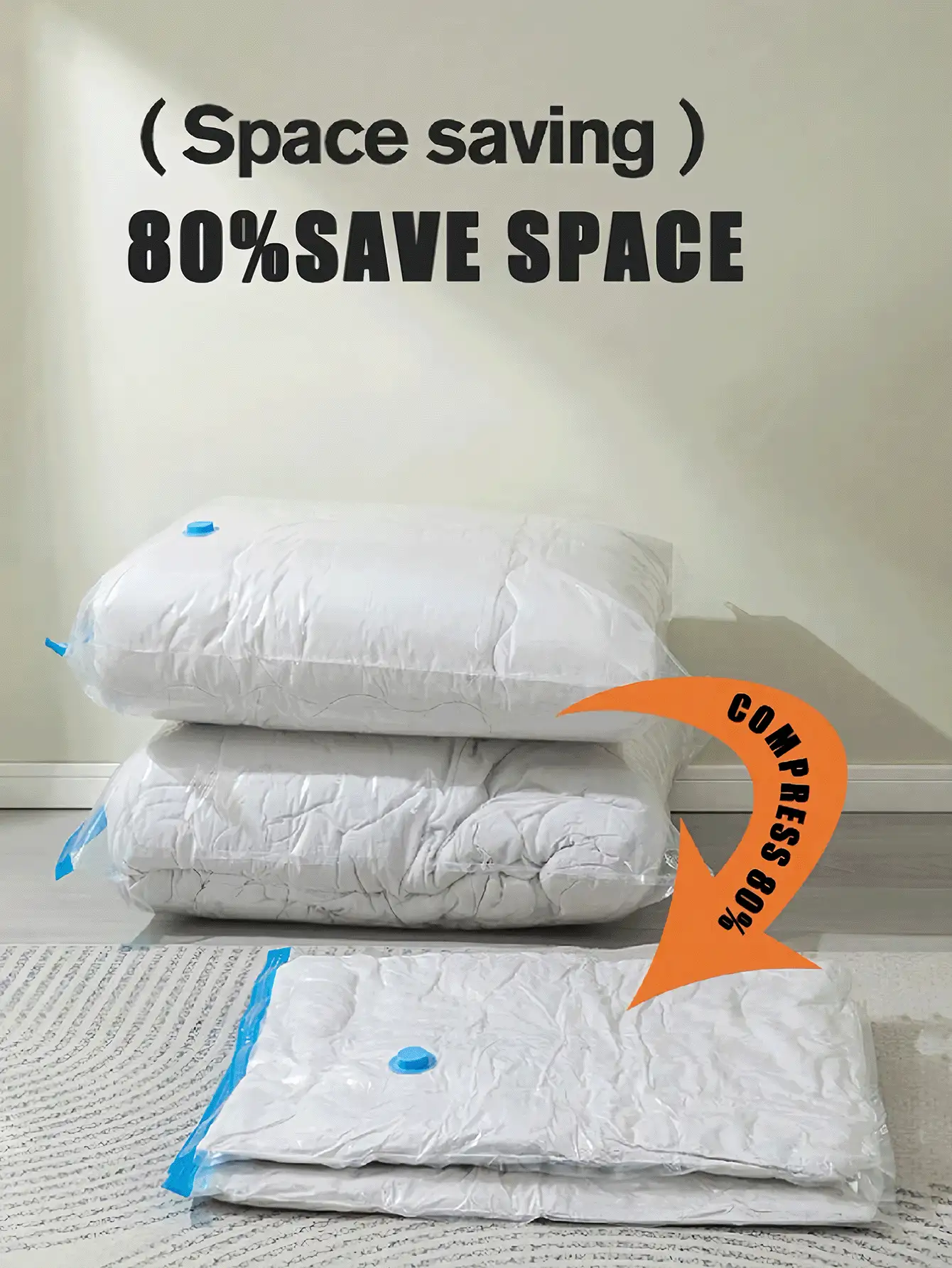 4pcs Vacuum Compression Bags In Various Sizes With Manual Pump - Storage Bags For Seasonal Clothing, Quilts, Duvets, Blankets, Travel And Moving - Ideal For Home Organization, Ideal Home Supplies, Must-Have Storage Space-Saving Bag, Room Decor, Storage, Travel Essential, Storage Container - Multicolor - View 3