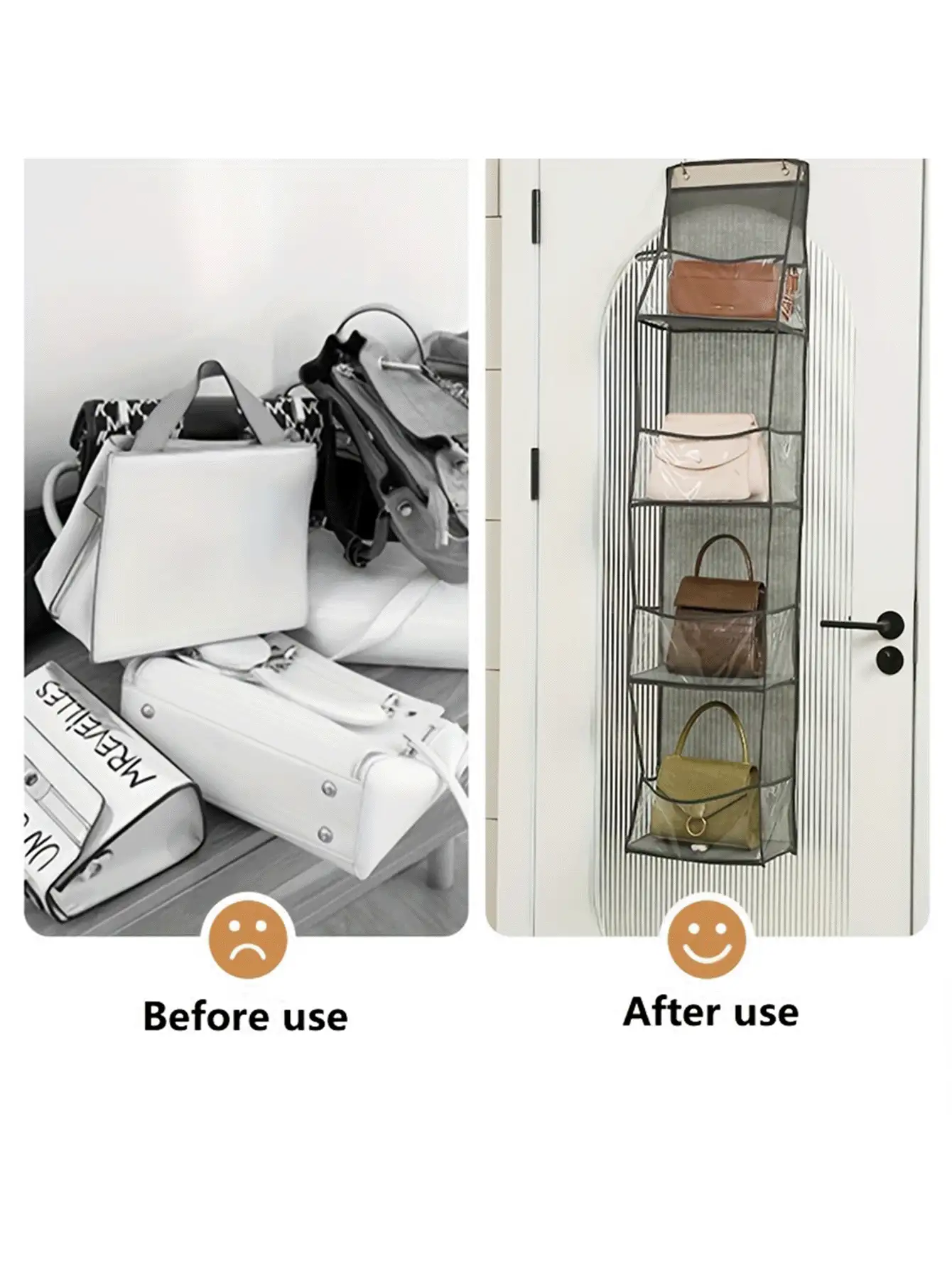 悬挂式收纳袋，门挂式收纳袋，壁挂式收纳袋，适用于化妆品、玩具、杂物，卧室、浴室、办公室、衣柜等家居空间节省收纳袋，整理收纳袋，可折叠家用收纳袋，厨房用品，房间装饰，收纳整理，家居用品 - 彩色 - 查看 3