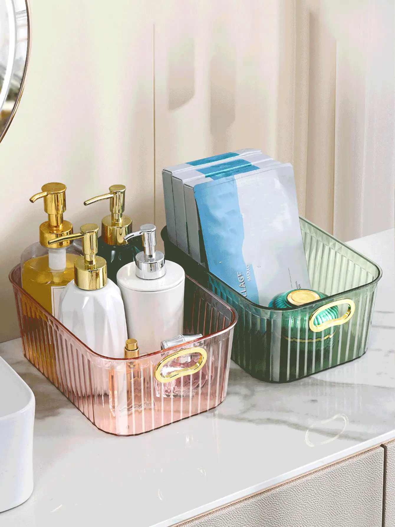 Light Luxury Acrylic ,Desktop Cosmetic Storage Box - Clothes And Miscellaneous Items Coffee Table Snack Storage Basket,Clear Makeup Organizer Bathroom Vanity Skin Care Organizer, Can Be Placed In Bedroom, Bathroom, Closet, Kitchen, Dresser Or Countertop To Organize Small Clutter. Ideal Gift For Christmas, Valentine's Day, Birthdays And Many Other Holidays.(Items Will Be Scratched Due To The Shipping Process, But It Does Not Affect The Use) - 彩色 - 查看 2