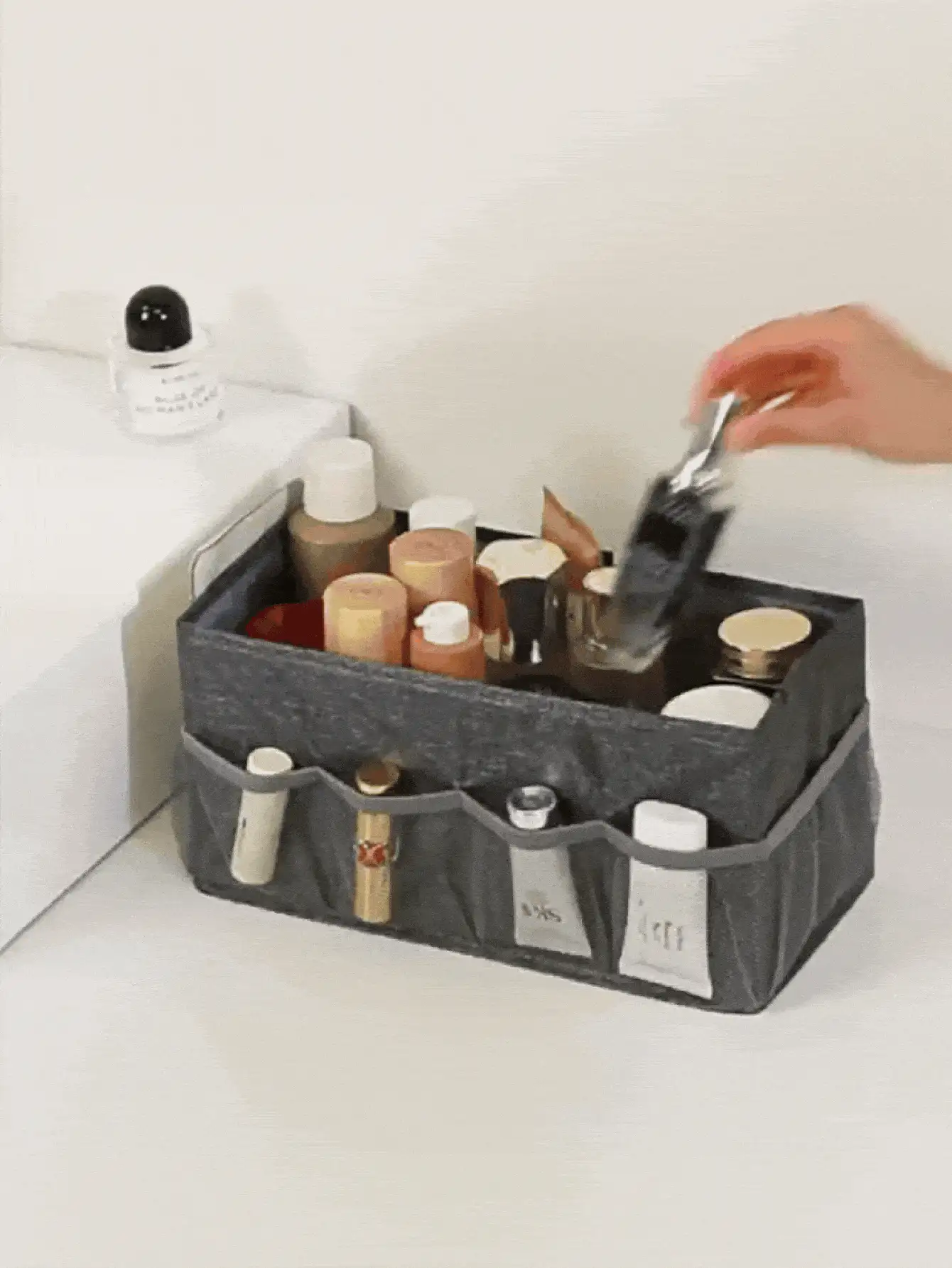 棉麻布家居收纳盒 可折叠布艺储物盒 整理收纳盒 书房办公用品桌面收纳盒 卧室浴室宿舍返校必备配件化妆品收纳盒 化妆品整理盒 男女通用桌面收纳盒 适用于卧室、客厅、衣柜、工作区 - 彩色 - 查看 3