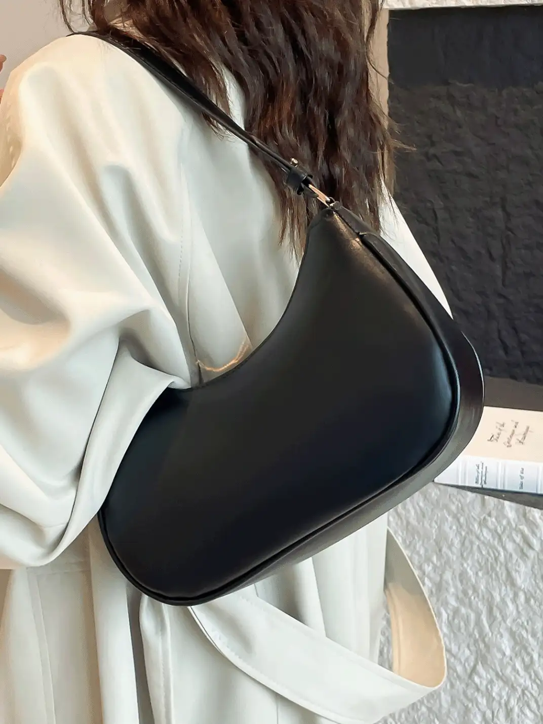 New Fashion Simple Atmosphere Crescent Shiny Classic Daily Commute Detachable Shoulder Crossbody Bag,Versatile, Business Casual Women Bag, Perfect For Office, Business And Work, Vintage Bag For Women, Street & Japanese Bag For Women - 彩色 - 查看 2