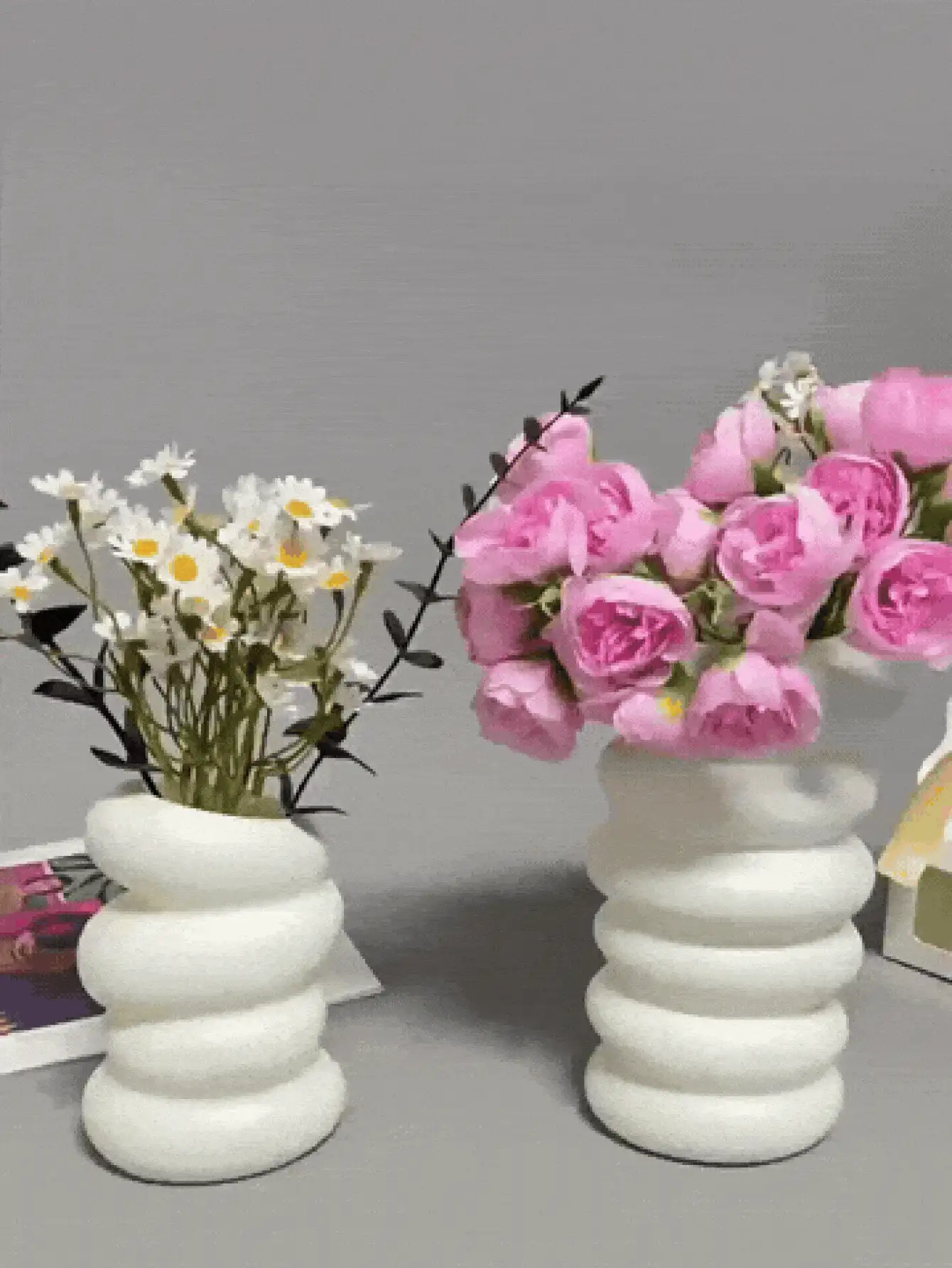 Jarrón espiral de estilo nórdico, jarrón de flores creativo, decoración de jarrón de escritorio, adecuado para sala de estar, oficina, balcón, para flores secas y frescas, artículo esencial de decoración del hogar - Nuevo estilo - Ver 3