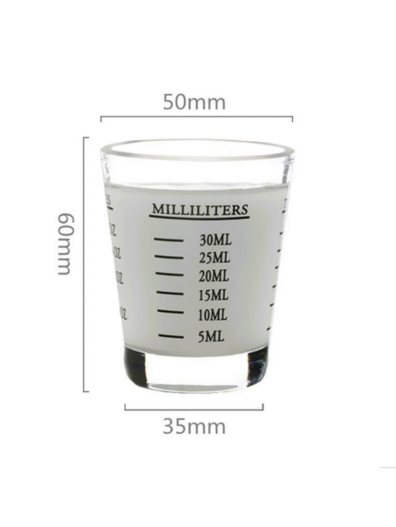 60ml Taza medidora de cristal transparente para espresso, apta para microondas, adecuada para espresso, vino y otros usos en la cocina - Multicolor - Añade 2