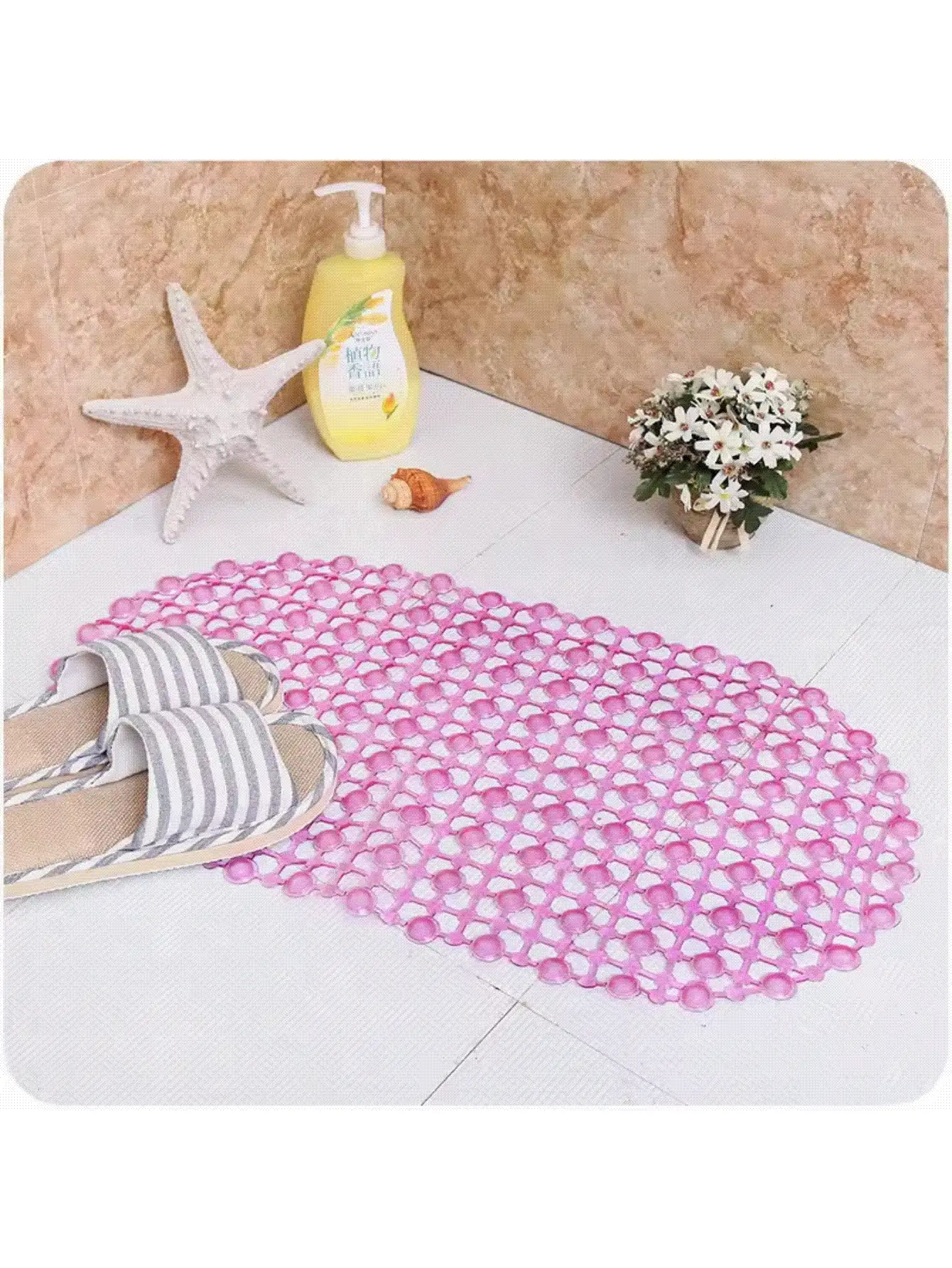 13.78 X 24.8 Inch Compact Non-Slip Bathtub Mat With Suction Cups - Essential Bathroom Accessory
