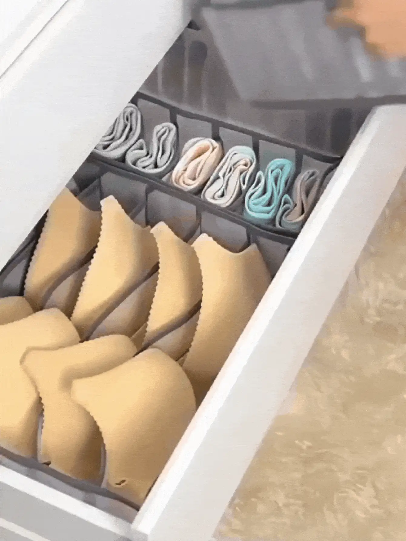 Organizador de cajón con rejilla para cajón de ropa interior, compartimento para calcetines, organizador de clasificación de ropa, divisor de cajón plegable, bolsa organizadora de lencería a cuadros - Divisores de cajón de varios tamaños para ropa interior, calcetines y corbatas, esencial para el hogar y el dormitorio - Multicolor - Ver 3