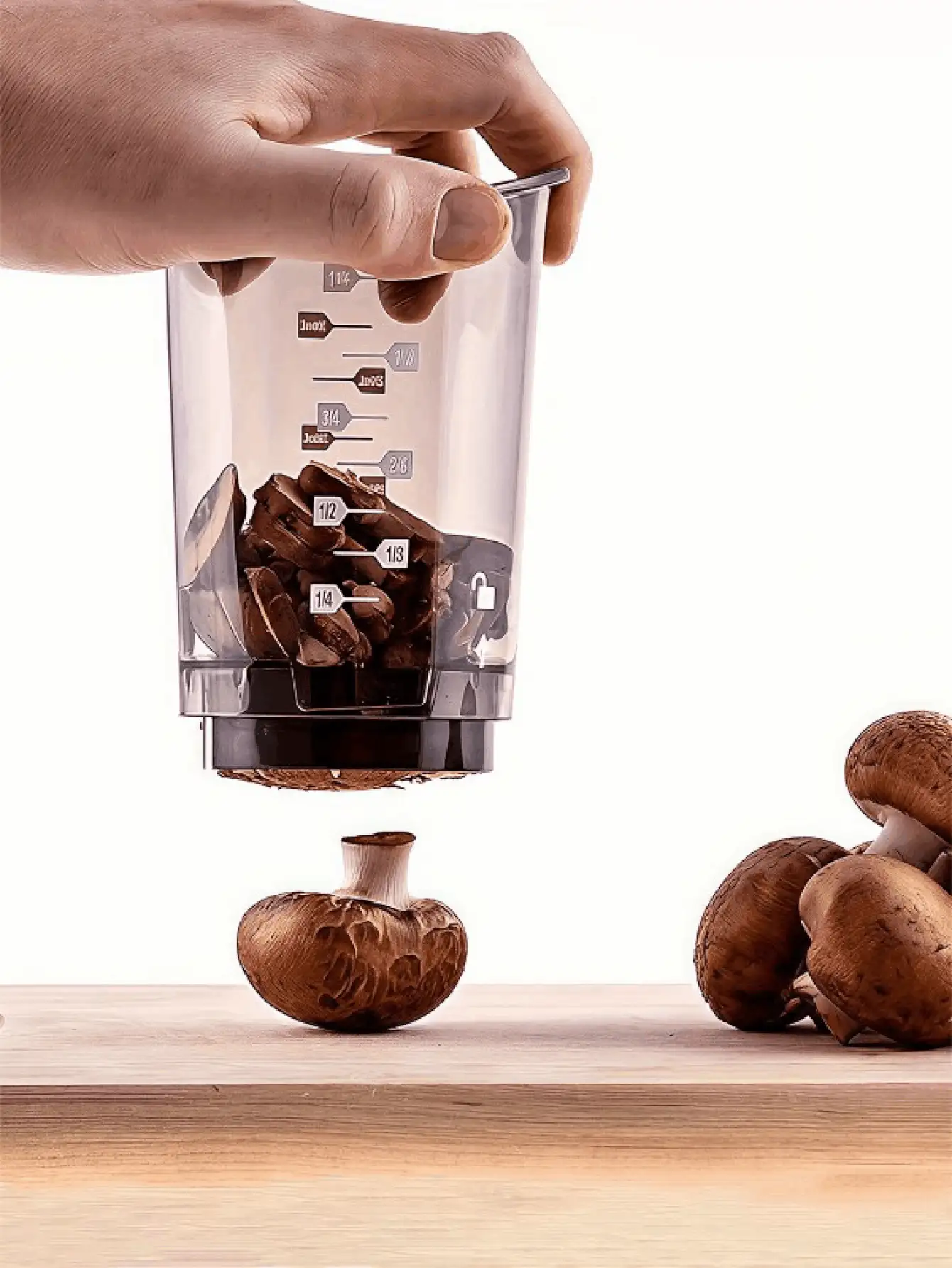 3-In-1 Manual Vegetable Chopper And Slicer Cup With Measurement Markings, Multi-Functional Vegetable Slicer For Onions, Mushrooms, Carrots, Garlic Etc., Compact Kitchen Tool, Manual Kitchen Tool, Quick Meal Prep, Durable Plastic Food Chopper