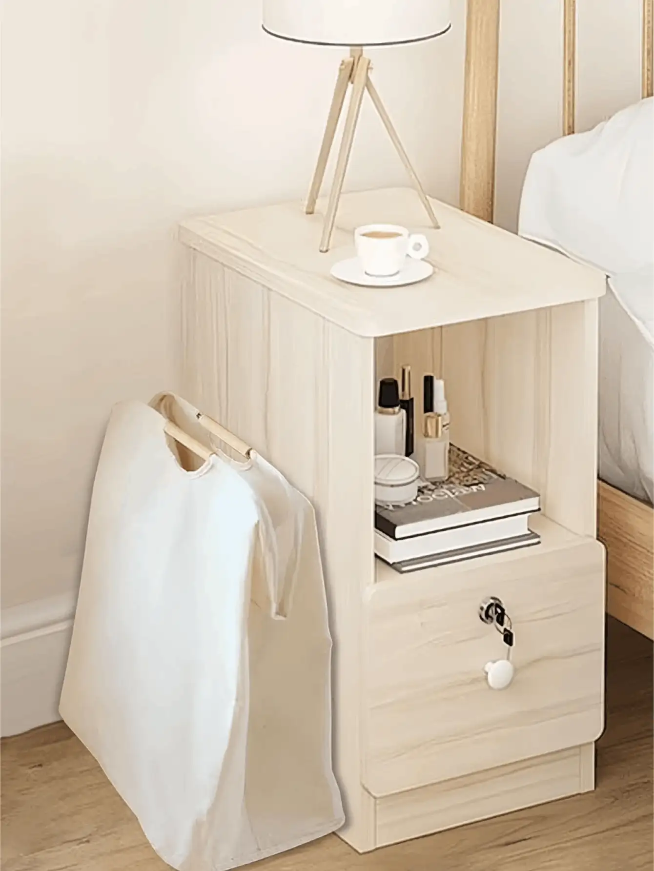 Giỏ đựng đồ giặt gấp gọn dung tích cực lớn, tay cầm bằng gỗ, tự đứng vững, chống thấm nước, chất liệu vải lanh, lý tưởng để đựng quần áo bẩn, chăn, khăn và đồ chơi, phù hợp cho phòng ngủ, phòng tắm, phòng khách và ký túc xá. - Màu be - Xem 3