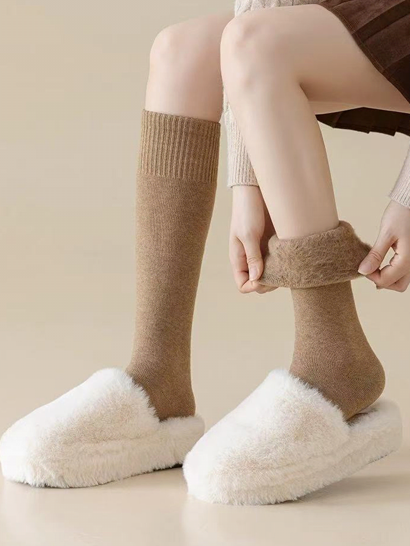 Women's Thigh High Socks, Multi-Color Options, Thick Warm Wool Blend Lining, Solid Color Design, Classic & Fashionable, Suitable For Autumn/Winter, Y2K Style, Comfortable & Warm, Yoga Socks, Ski Socks, Winter Socks - Multicolor - View 2