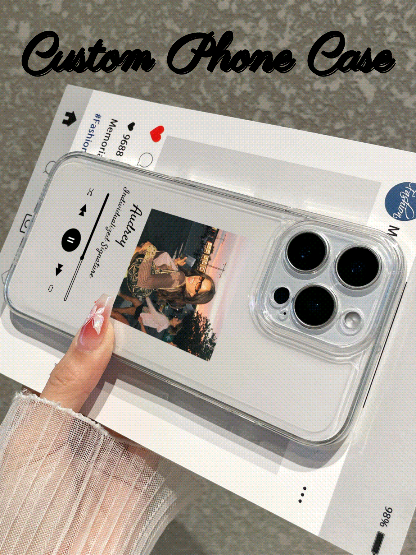 1pc Customizable Phone Case | Personalize With Photo Or Name, Transparent Anti-Fall Soft Case | Fashionable, Colorful, Cute, Unique Custom Design | Suitable For Boyfriend, Girlfriend, Family, Friends, Grandparents, Couples, And Pet Lovers | Ideal For Anniversary, Birthday And Other Occasions,International Version, Not The Domestic Version - Clear - View 3