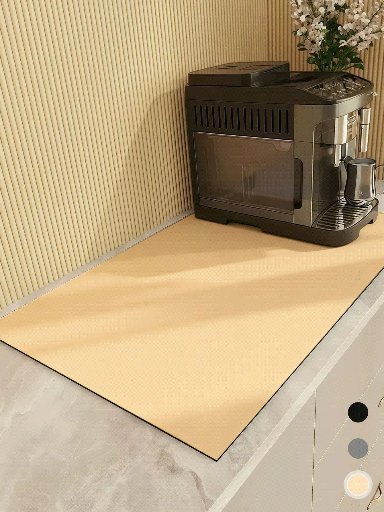 1pc Solid Color Diatomite Absorbent Mat, Non-Slip & Wear-Resistant Kitchen Counter Mat, Oil & Stain Resistant, Easy To Clean, Suitable For Coffee Machines, Dish Drying, Tableware Storage, Bars & Restaurants, Pet Anti-Slip Mat - Black - View 3