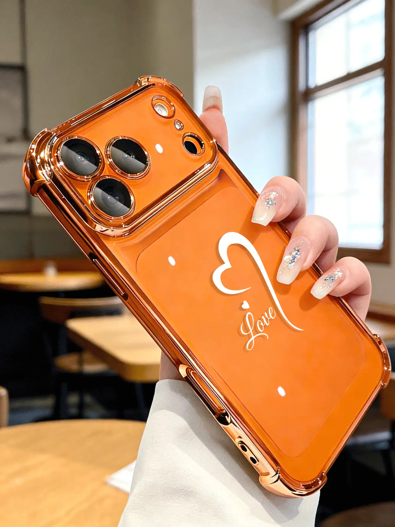 1 pièce Étui de téléphone transparent antichoc avec nom personnalisé, compatible avec Iphone11/12/13/14/15/16/16pro/16plus/16promax/17promax/17air, S26/S24Ultra/S23/S25/A56/A17/A36 et autres modèles, livraison rapide - Orange - Voir 2