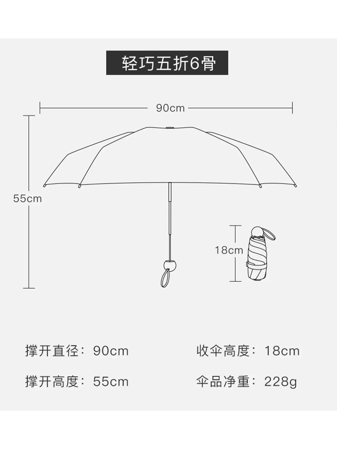 1把多色口袋伞，迷你旅行折叠伞，轻便六骨设计，190T面料，休闲可爱风格，手动开合，塑料手柄，晴雨两用，春夏必备，伴娘礼物，房间/卧室装饰，海滩，旅行，男女皆宜，度假，妇女节，旅行必备，婚礼回礼，Y2K，卧室，汽车配件，厨房装饰 - 彩色 - 查看 6