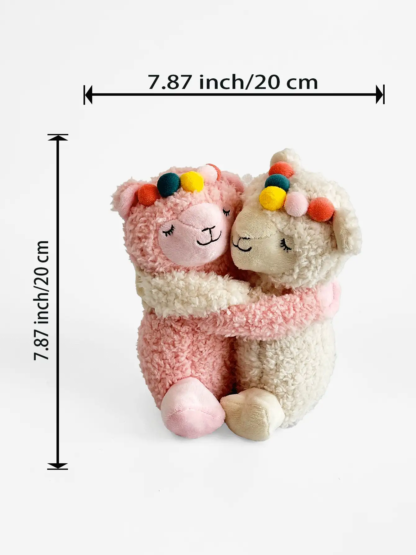 色彩缤纷的拥抱绵羊毛绒玩具，柔软舒适，粉色和白色，可拆卸魔术贴，实用毛绒玩具，外观可爱，全新多彩设计，适合自用或作为生日、日常、圣诞节、复活节或万圣节礼物送给朋友和家人。 - 彩色 - 查看 11